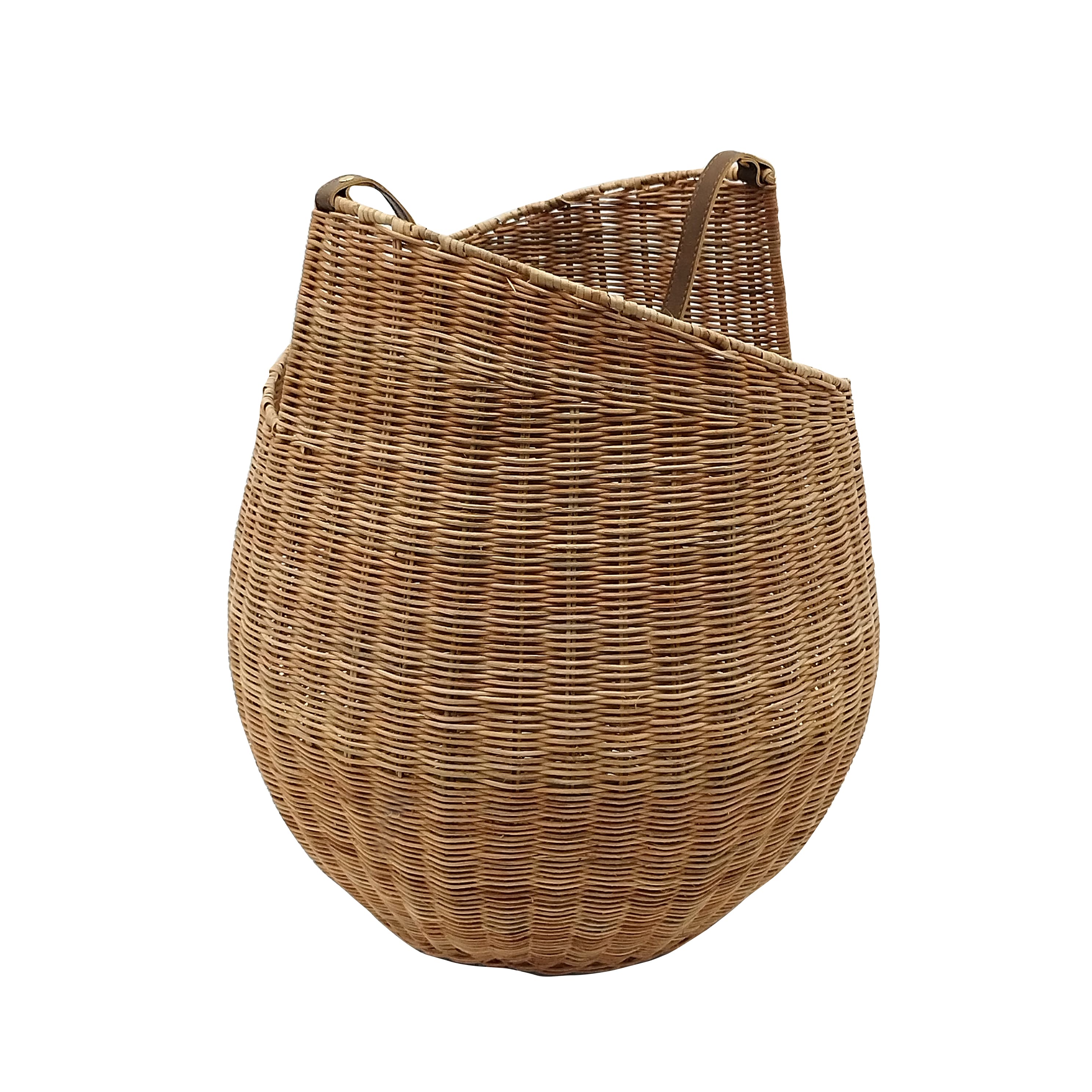 Rattan Woven Basket with Faux Leather Handle by Ashland®