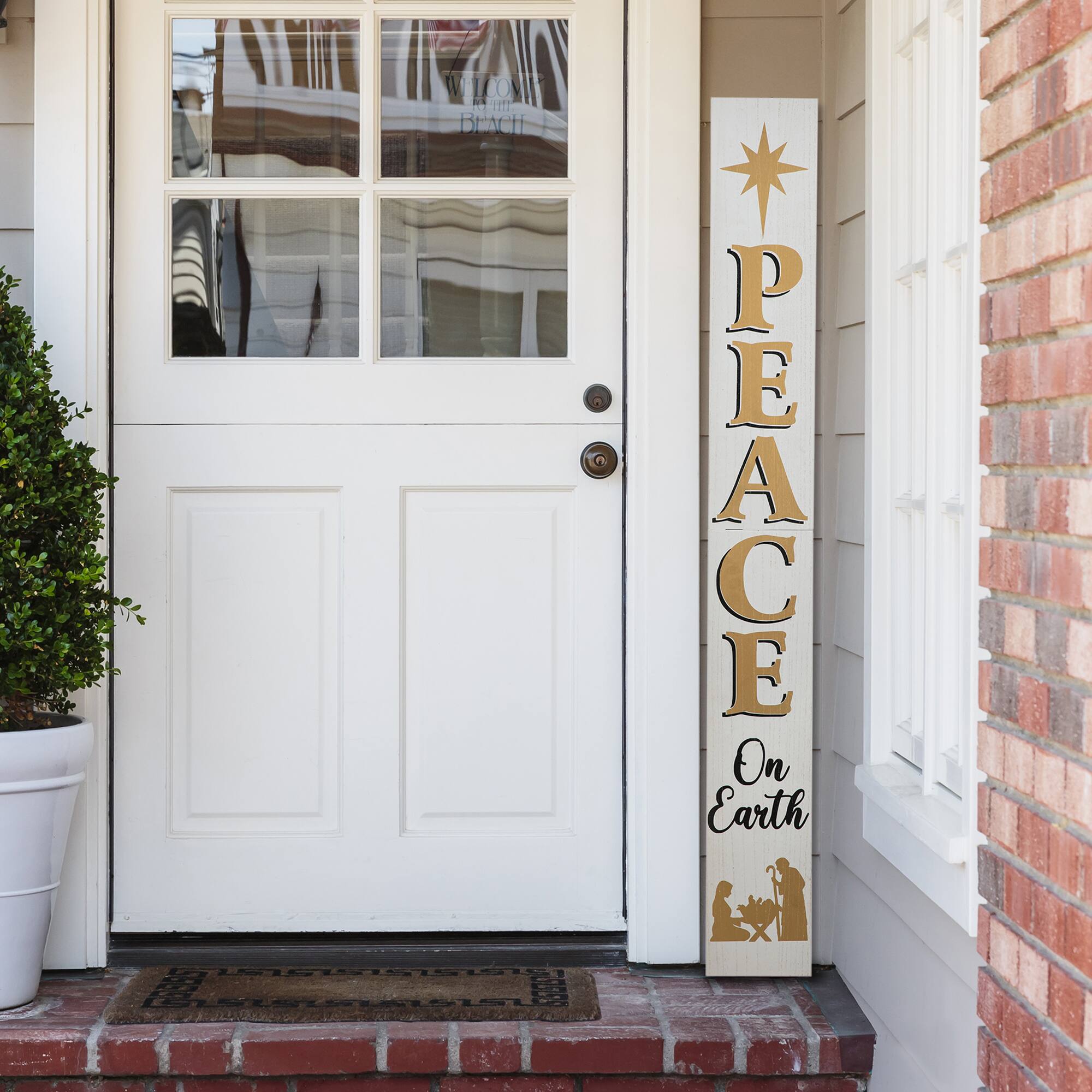 Glitzhome® 60'' PEACE Nativity Wooden Porch Sign