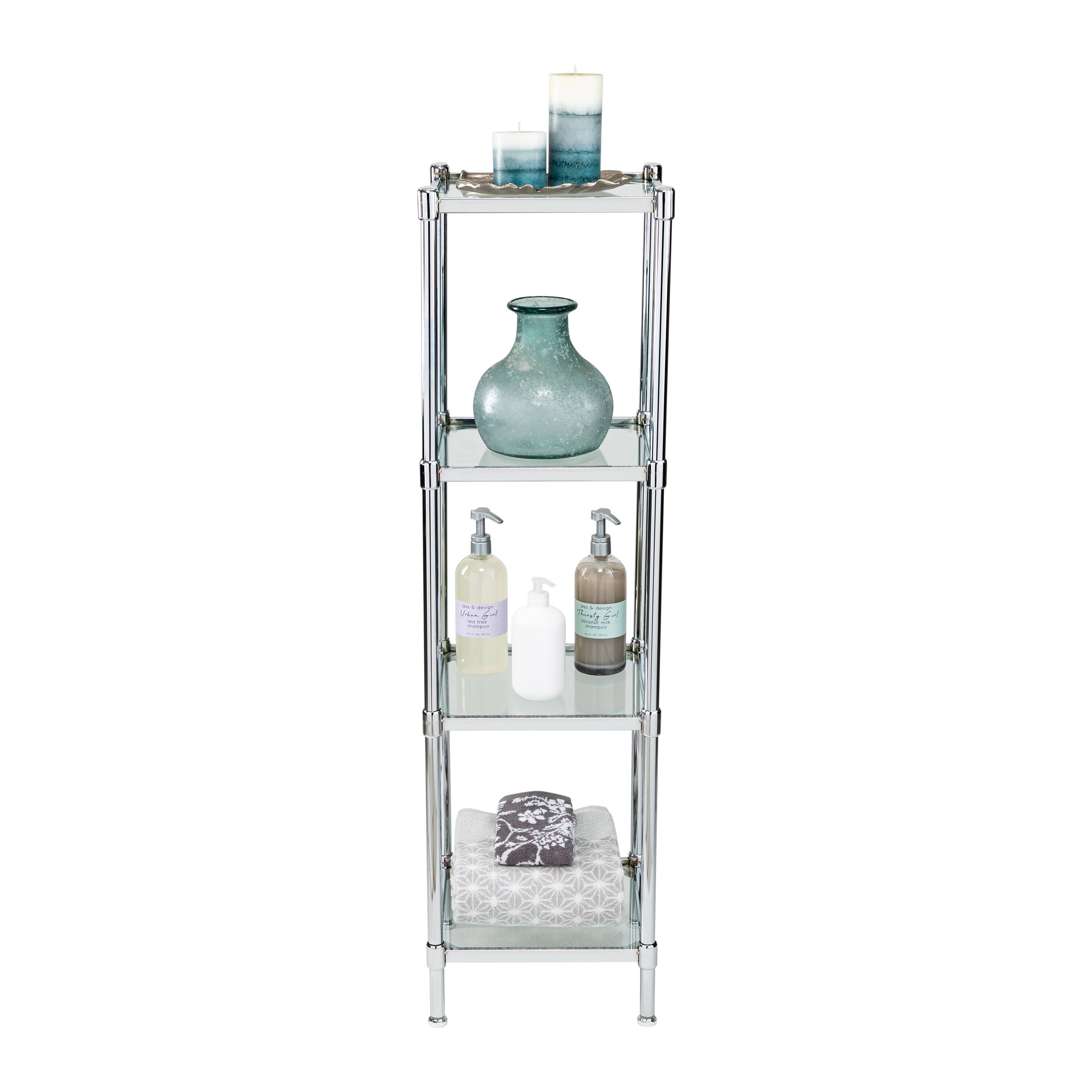 Organize It All Free Standing 4-Tier Glass Shelf Tower 