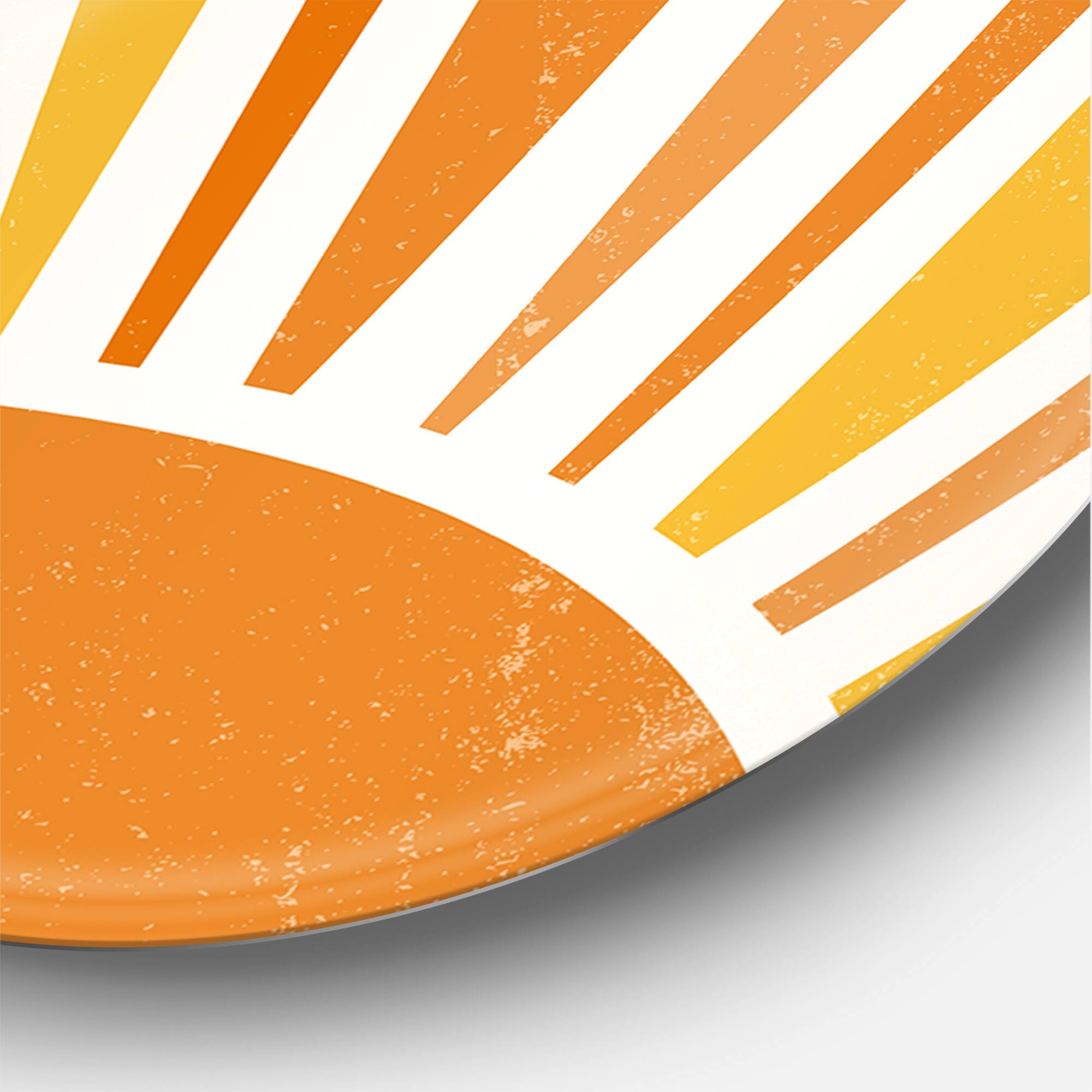 Designart - Minimalist Bright Shining Orange Sun Rays II - Modern Metal Circle Wall Art