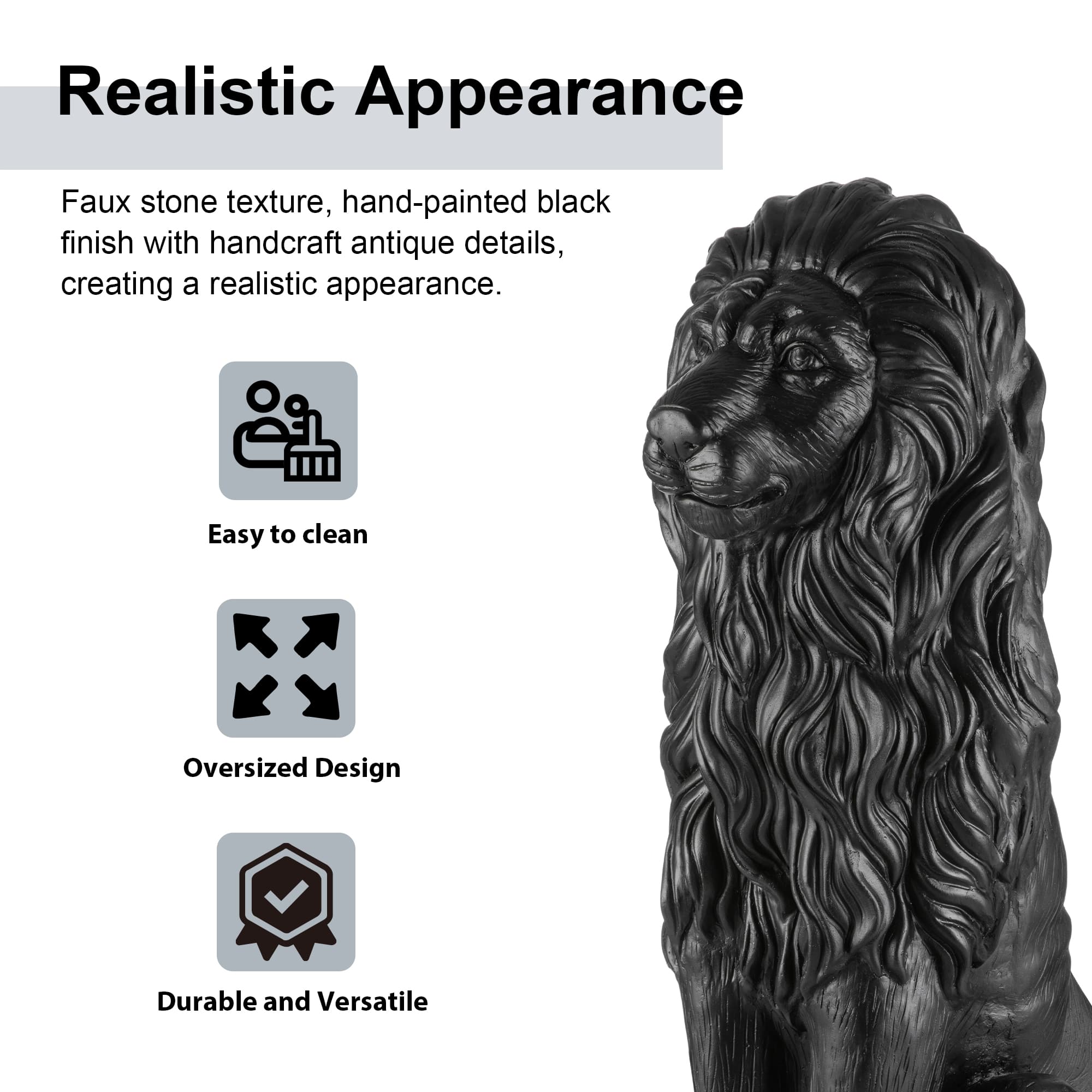 Glitzhome® 36.25" Oversized MGO Guardian Sitting Lion Garden Statue