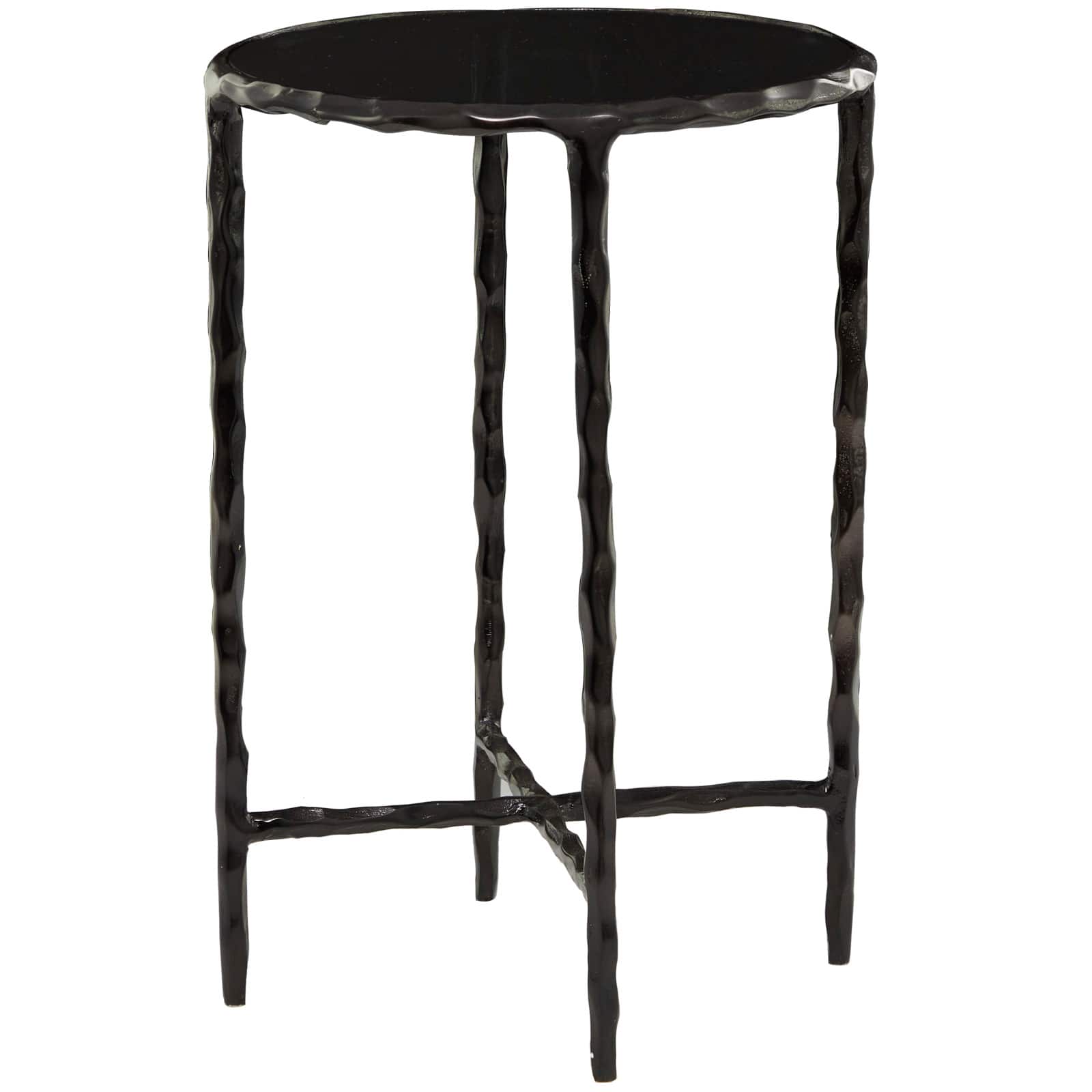 22" Aluminum Accent Table with Shaded Glass Top