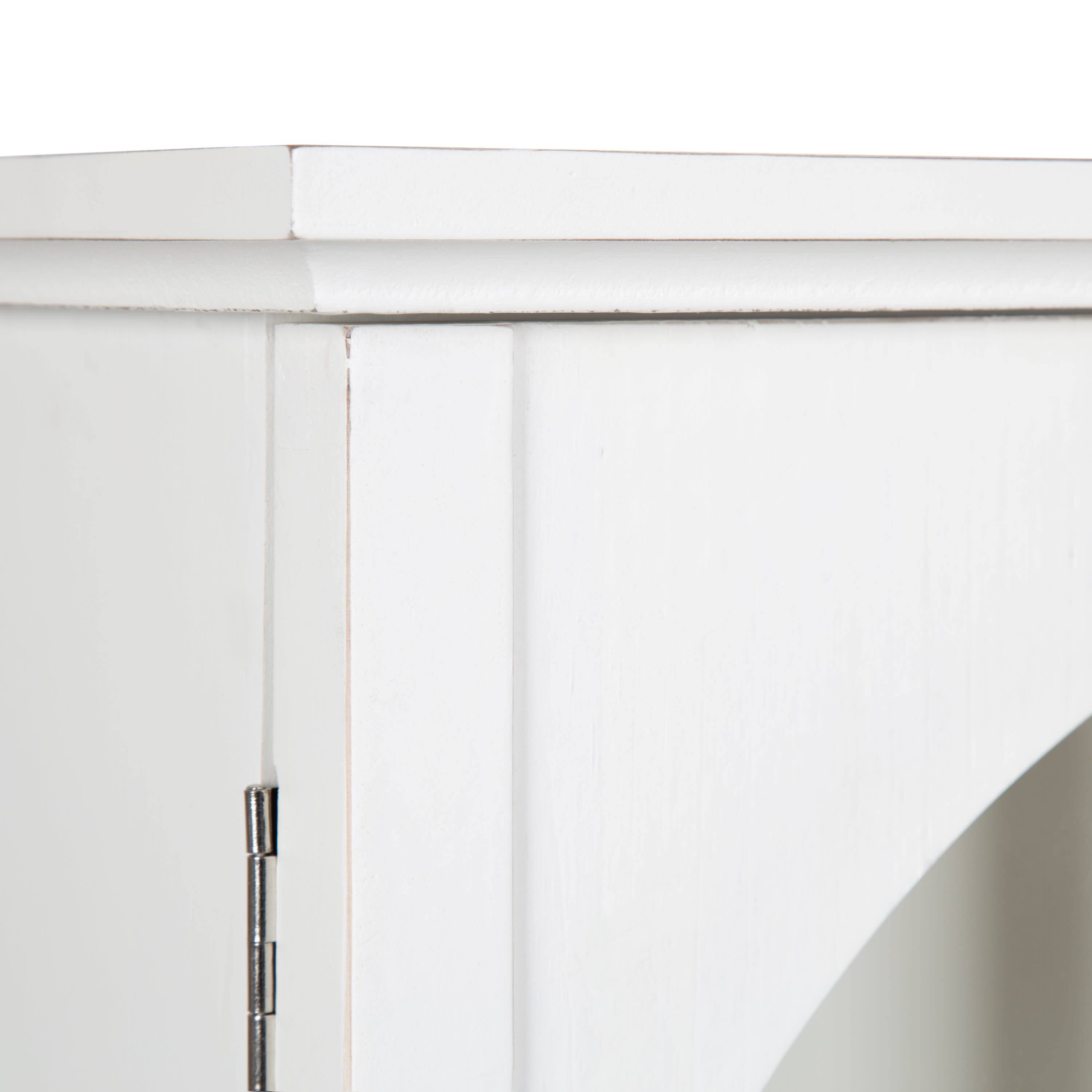 Kate and Laurel White Walsted Decorative Wood Arch Cabinet