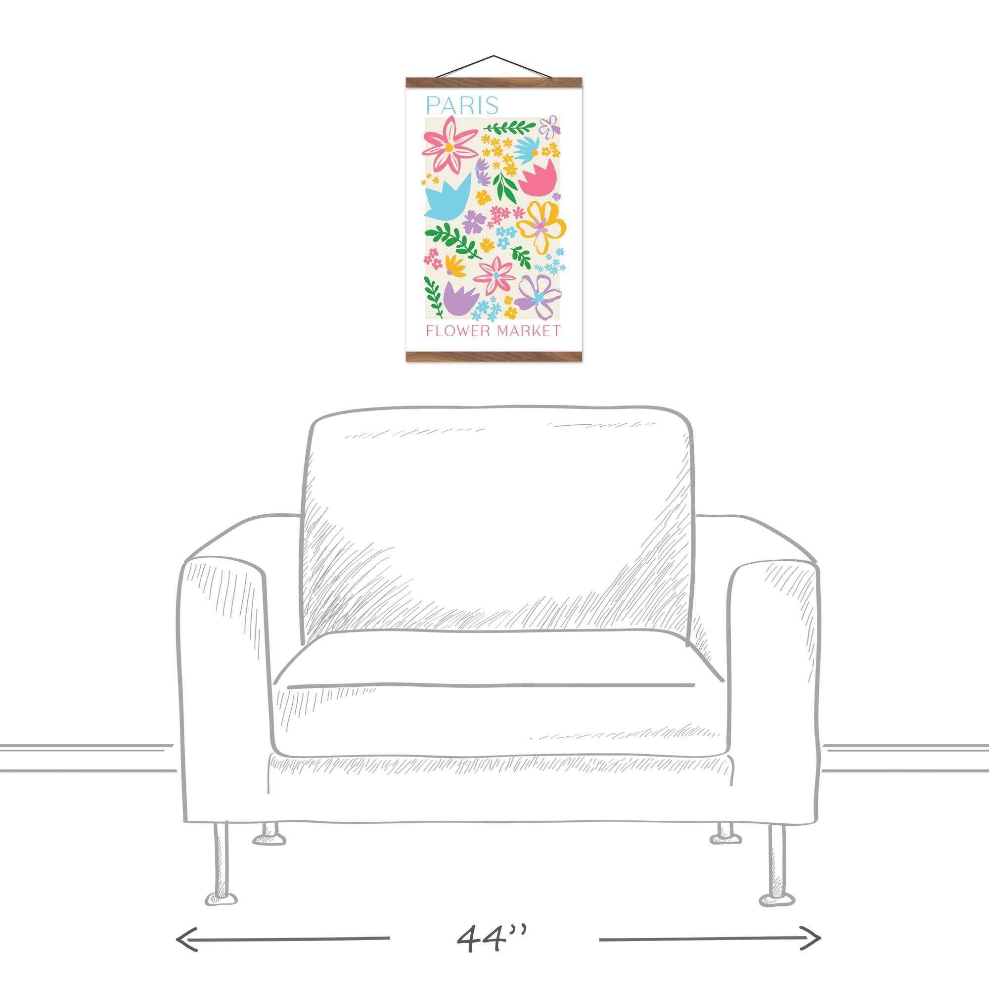 Paris Flower Market 12" x 18" Teak Hanging Canvas