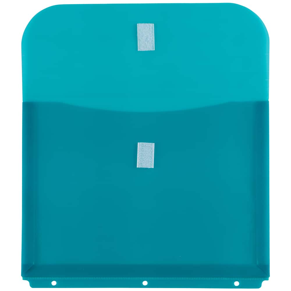 JAM Paper 9.5" x 11.5" Plastic 3 Hole Punch Binder Hook & Loop Closure Envelopes, 6ct.