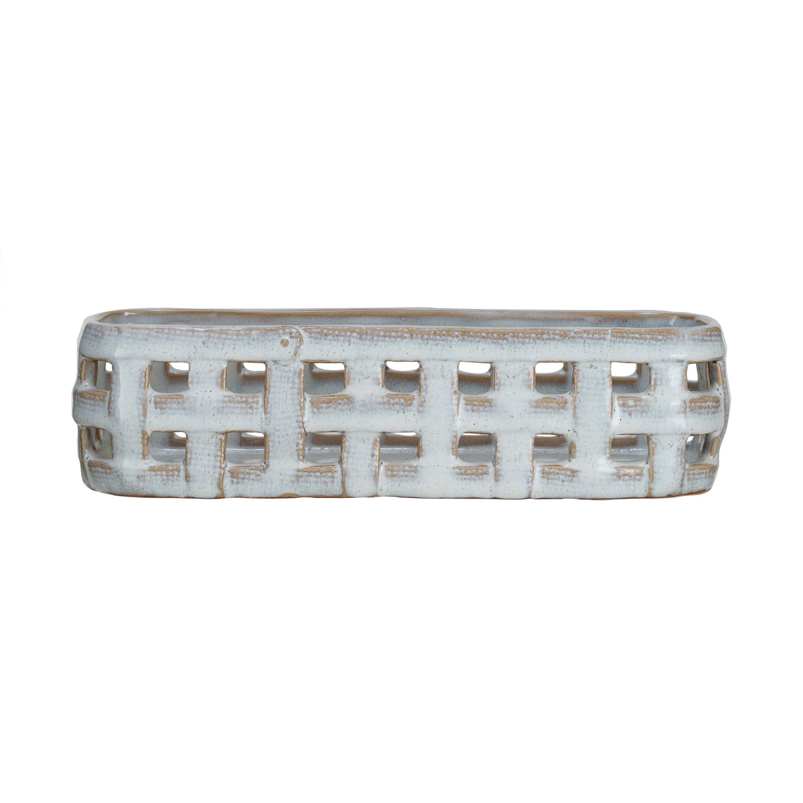 Hello Honey® 10" White Reactive Glaze Stoneware Basket Cracker Dish