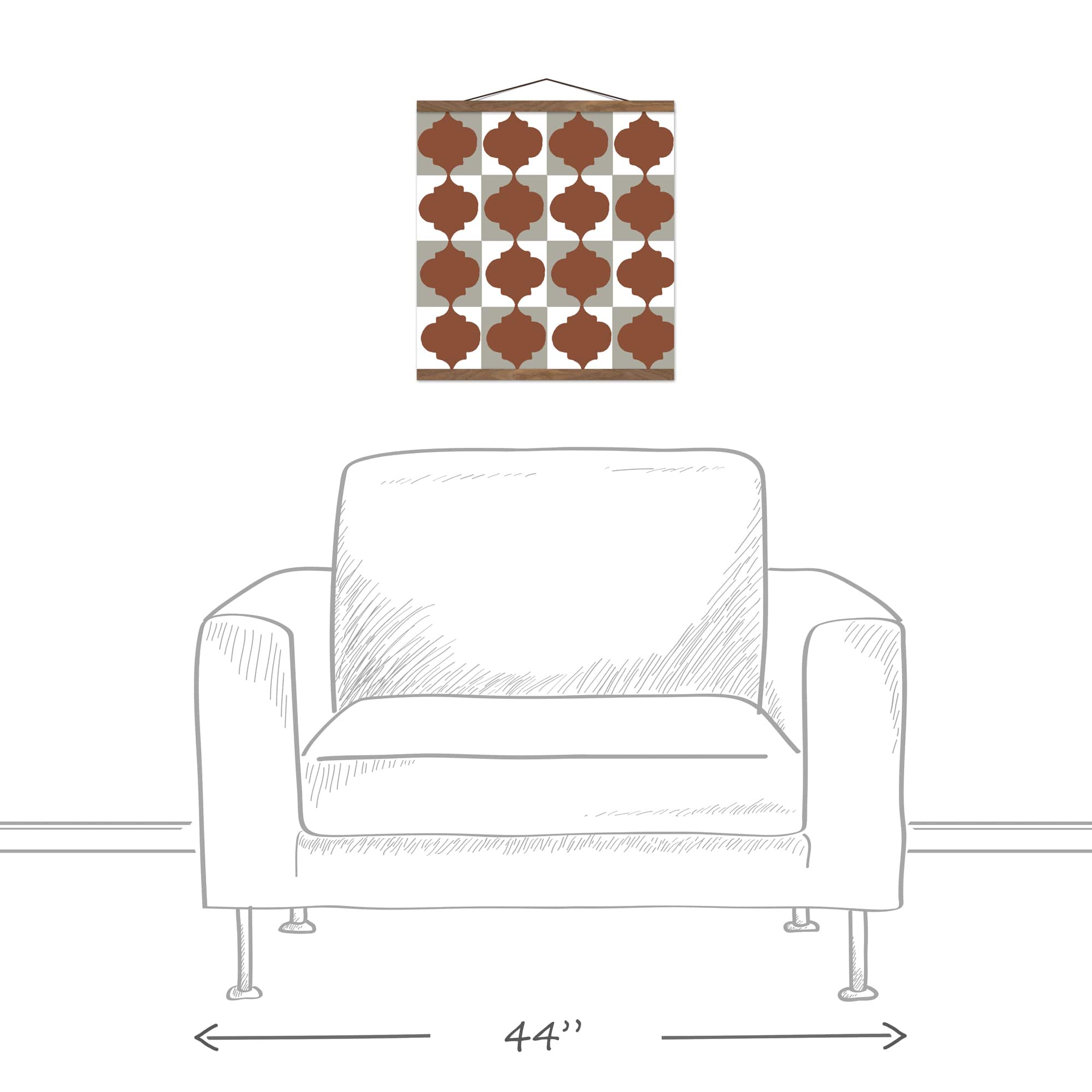 Two Tone Tile 16" x 16" Teak Hanging Canvas