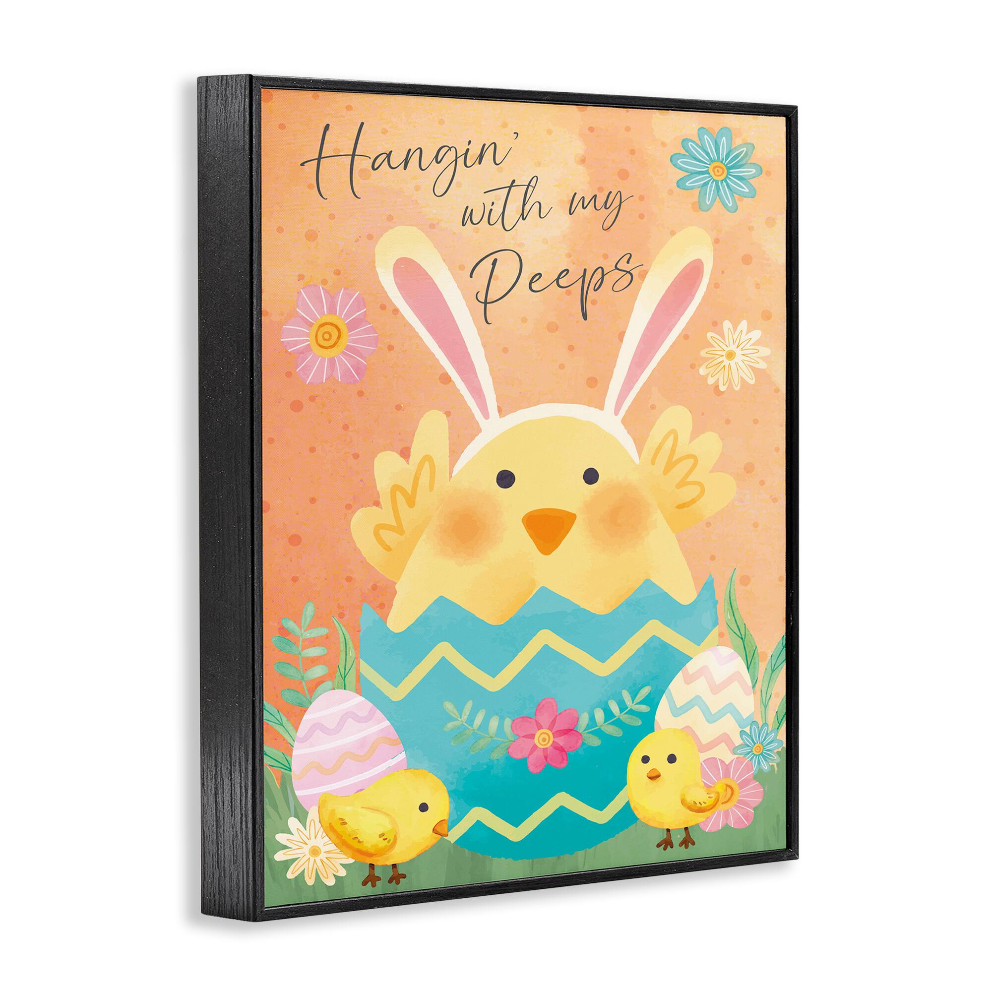 Stupell Industries Hangin' With My Peeps Easter Egg Chicks Framed Giclee Art