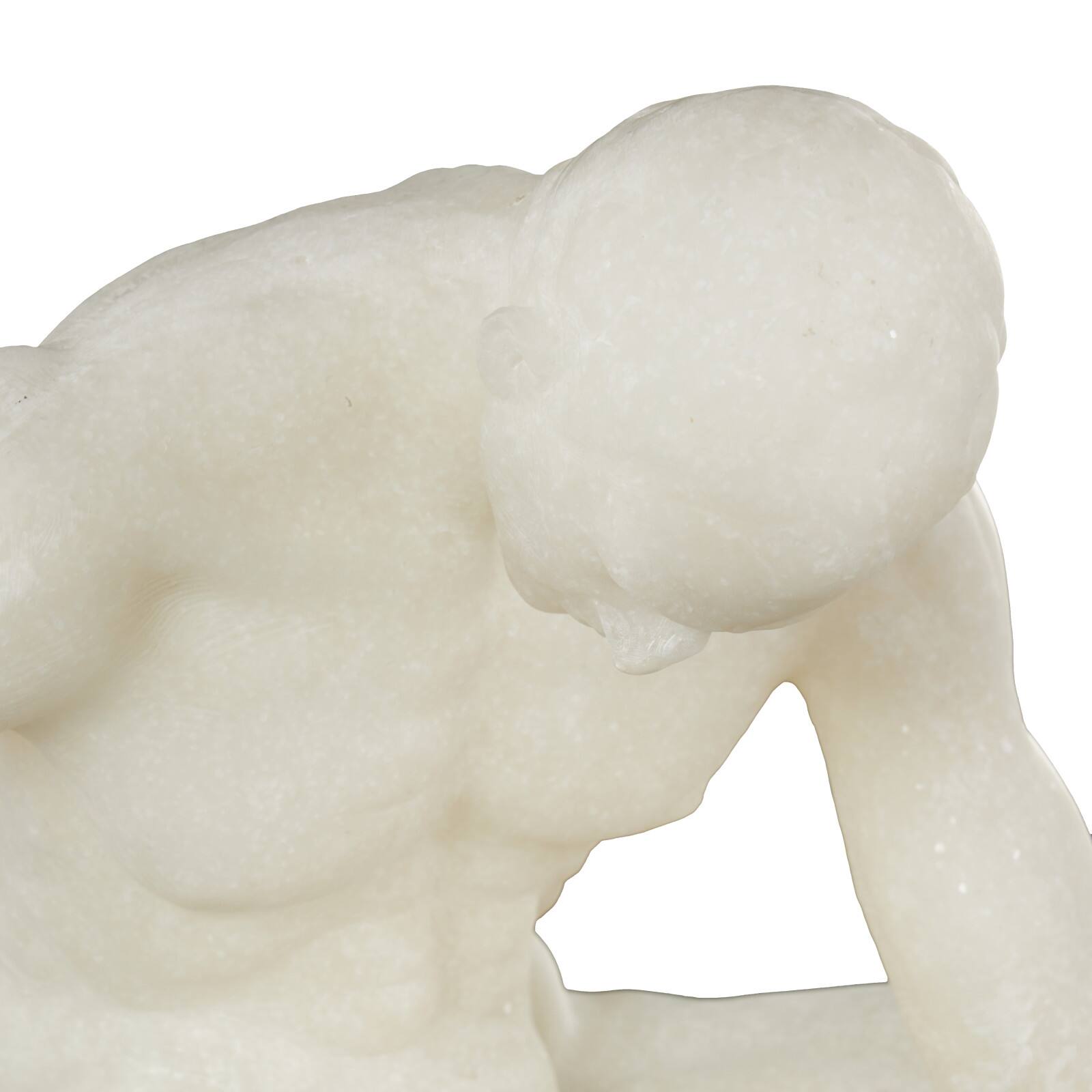 10" White Polystone Decorative Sitting Human Sculpture