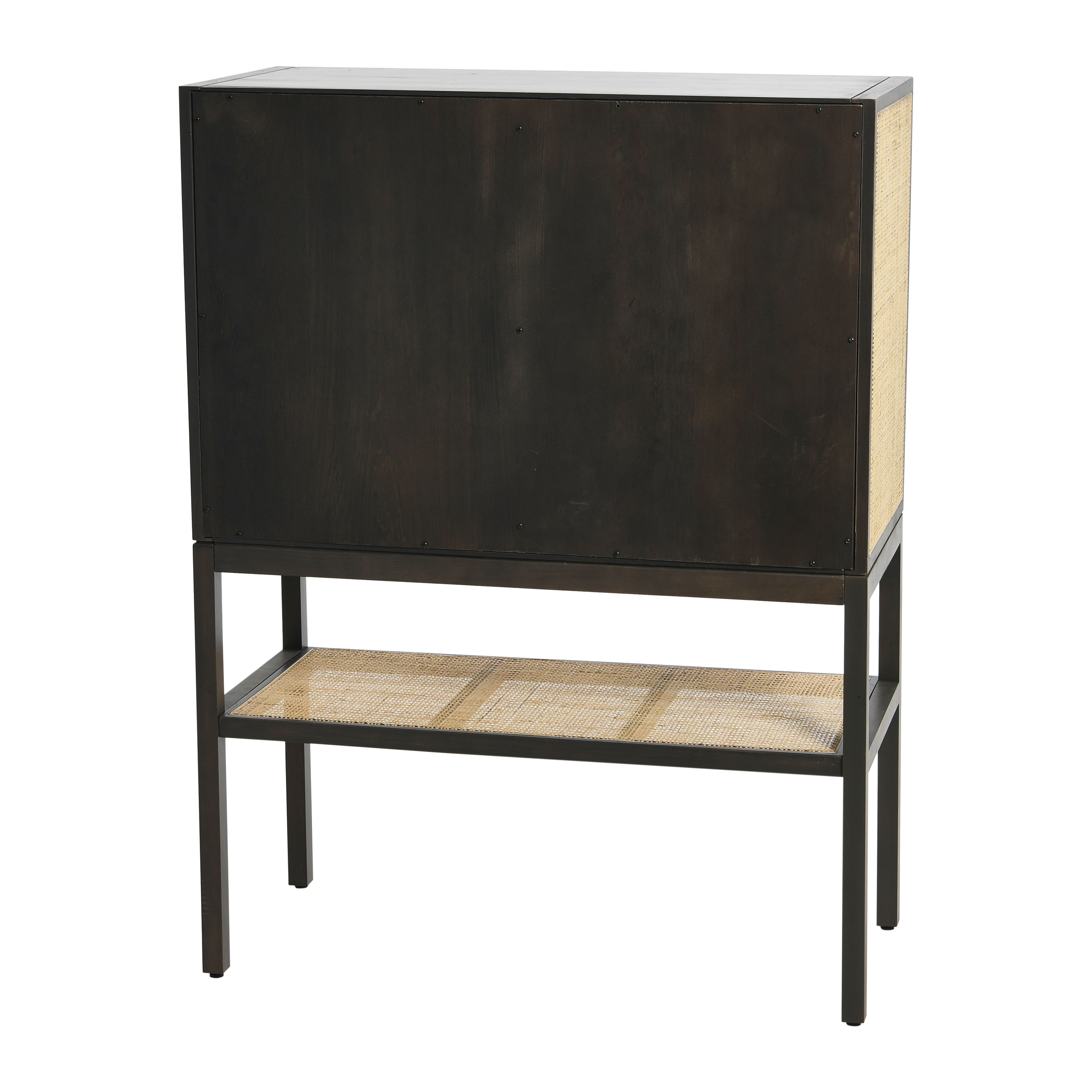 Hello Honey® 47" Boho Woven Rattan and Wood Cabinet with Doors, Shelf