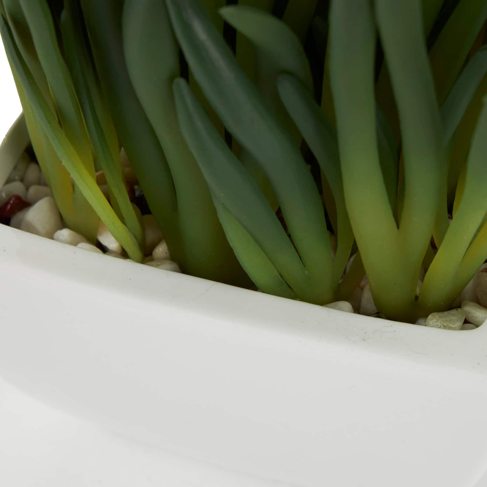 8" Green Foliage Artificial Plant with White Ceramic Pot