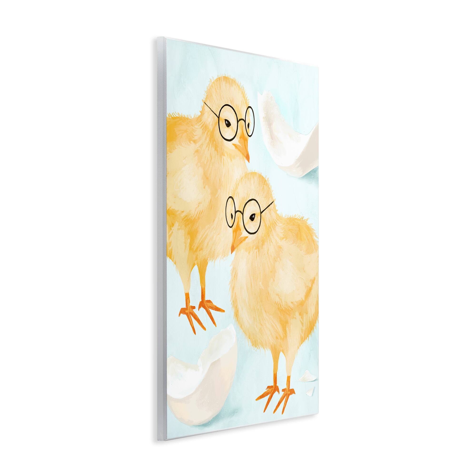 Stupell Industries Easter Chicks Hatched Eggs Yellow Birds Round Glasses Wall Plaque Art