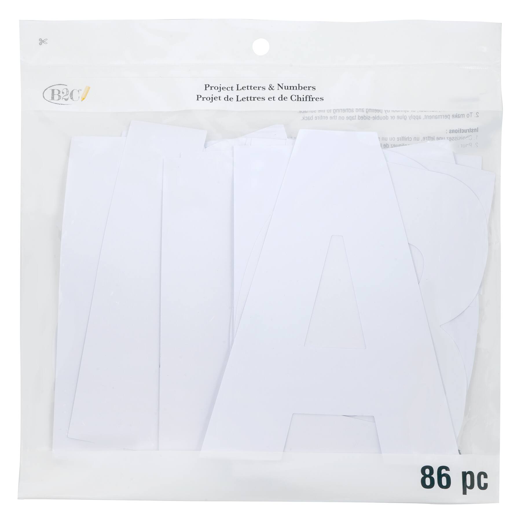 6 Packs: 86 ct. (516 total) 7" White Project Letters, Numbers & Characters by B2C™