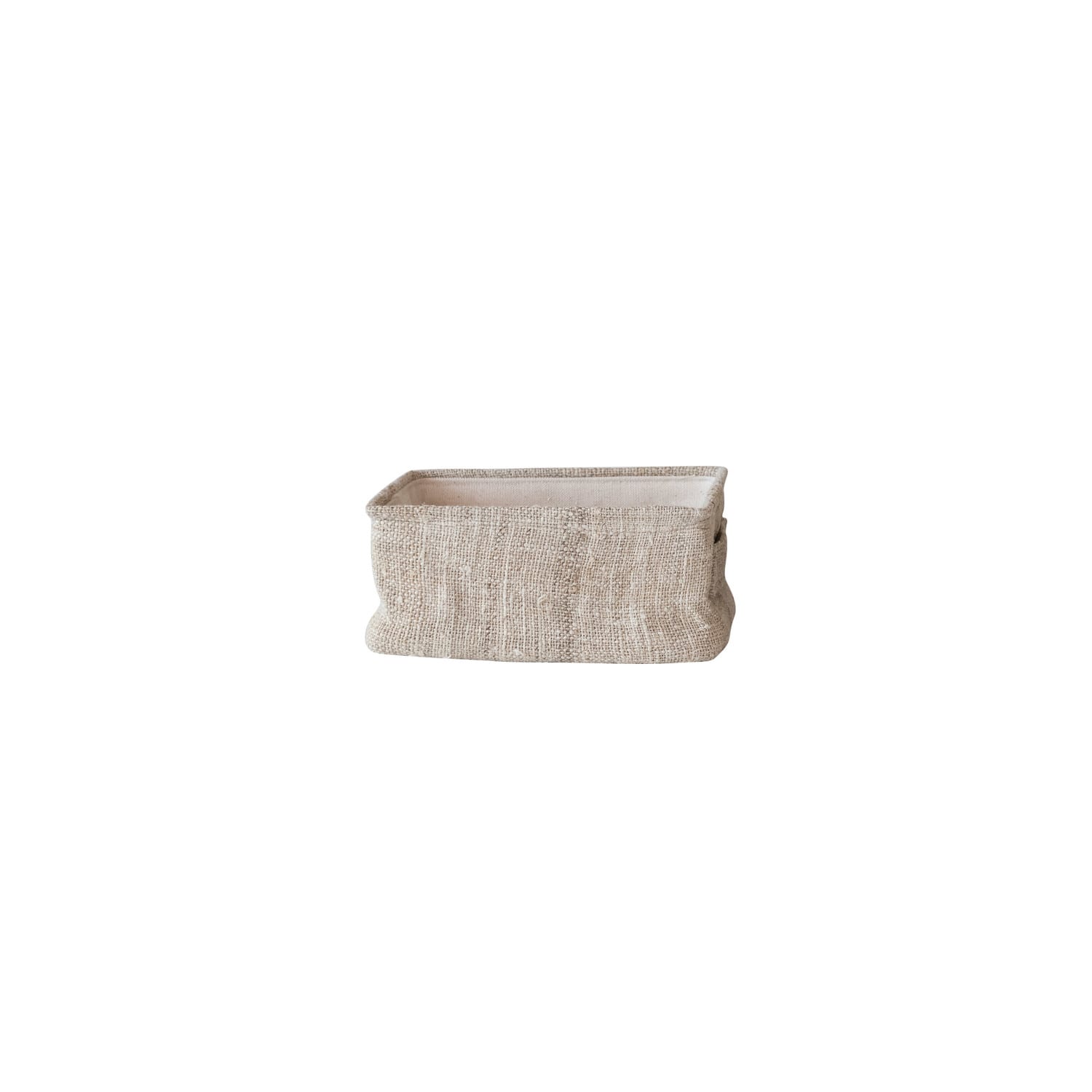 Hello Honey® 8" Natural Rectangular Hemp Fiber & Metal Bin with Cotton Canvas Lining