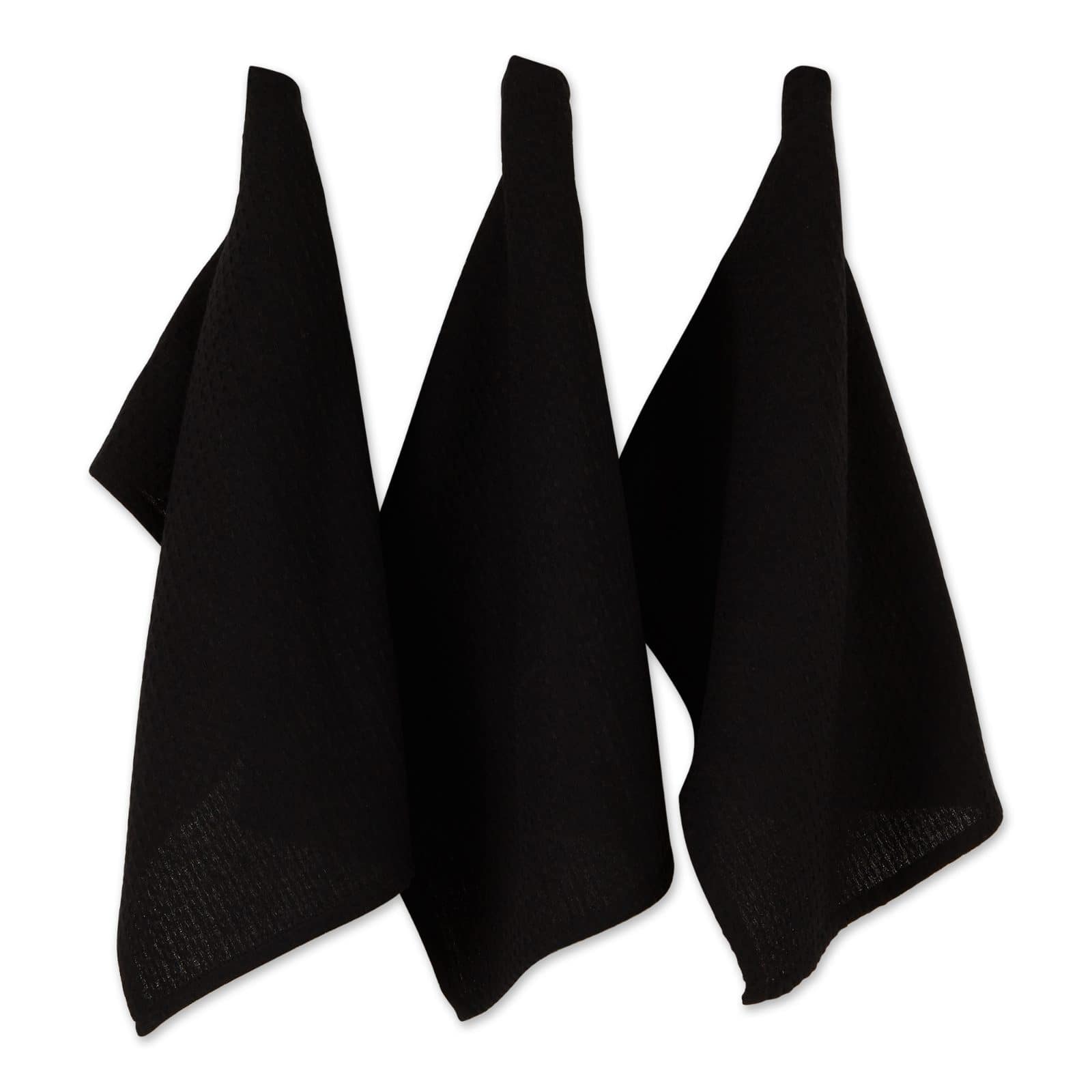 DII® Black Recycled Cotton Waffle Dish Towels, 6ct.