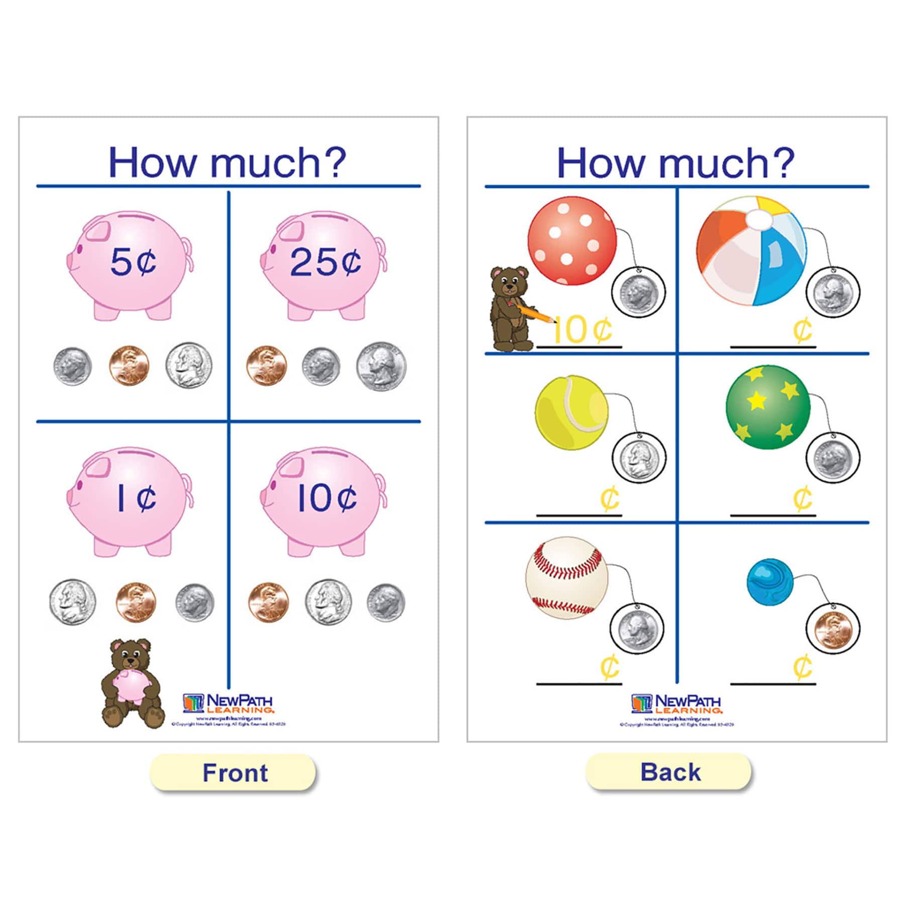 NewPath Learning® 12" x 18" Time & Money Bulletin Board Charts Set