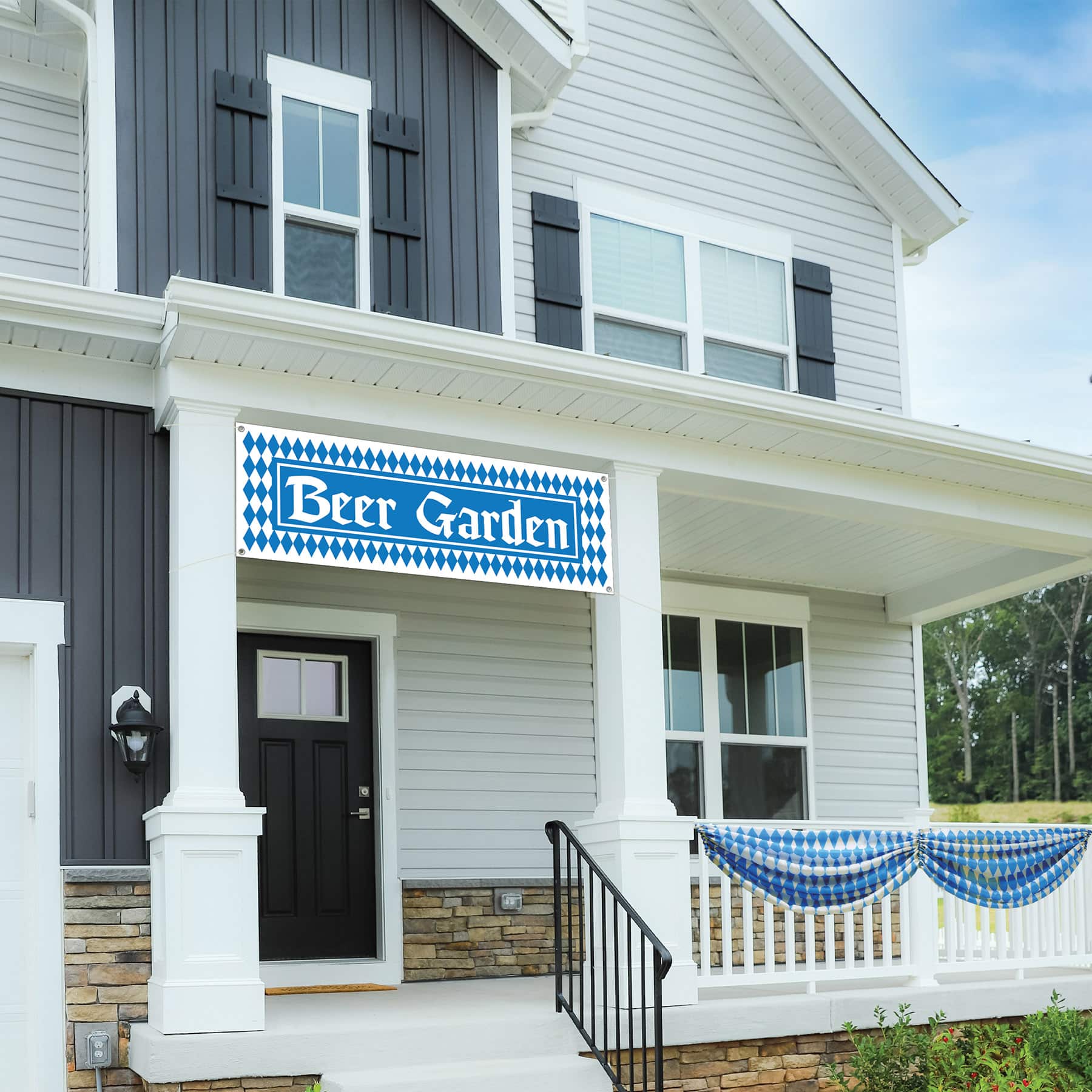 Beistle 5ft. Blue & White Beer Garden Sign Banner