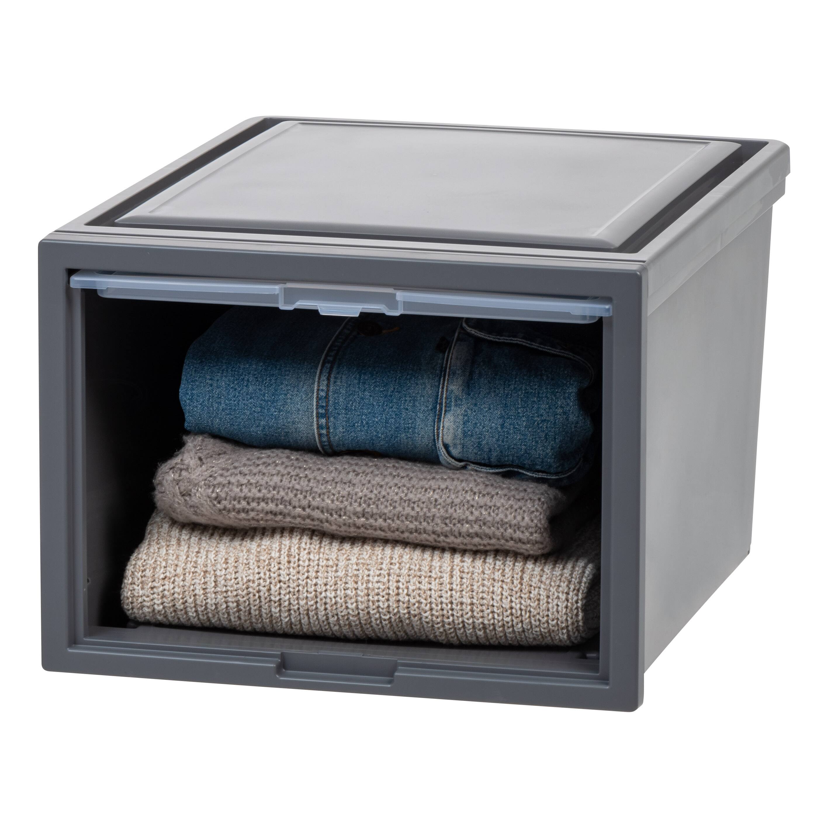 IRIS® Gray Storage Bin with Sliding Door