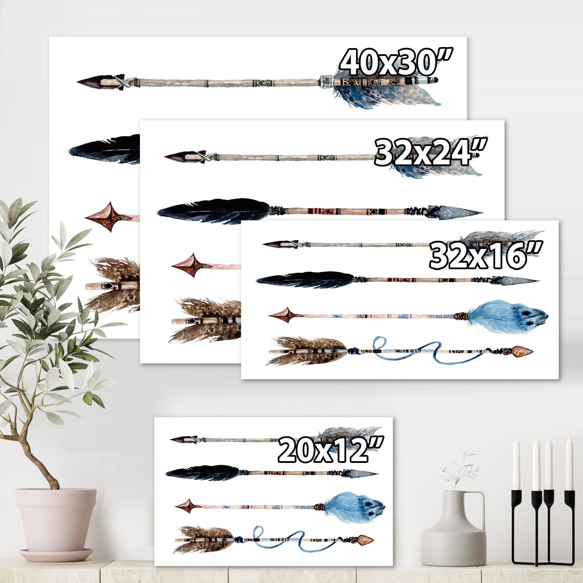 Designart - Ethnic Feathers and Flowers On Native Arrows IV
