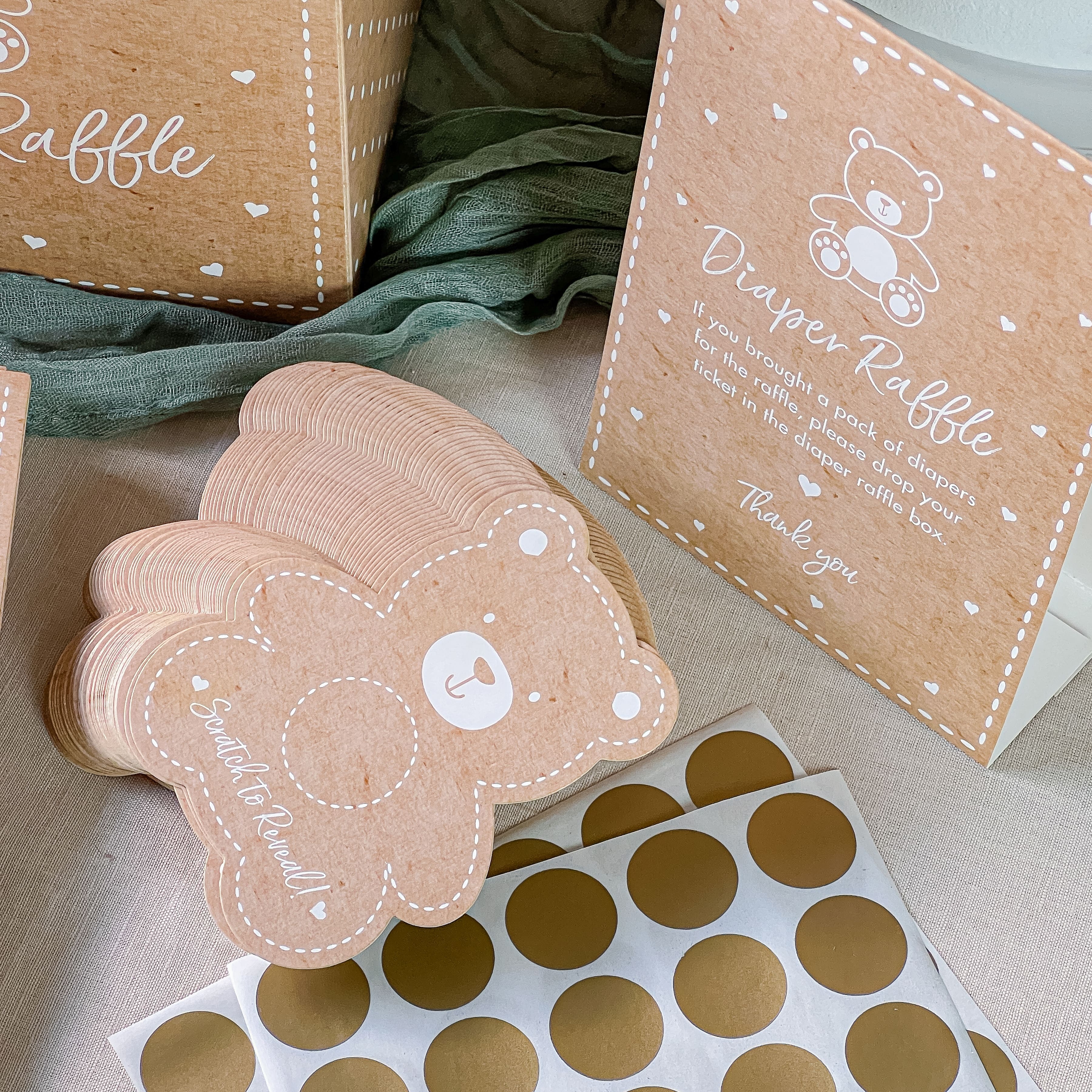 Kate Aspen® Kraft Bear Diaper Raffle & Scratch Off Game Set