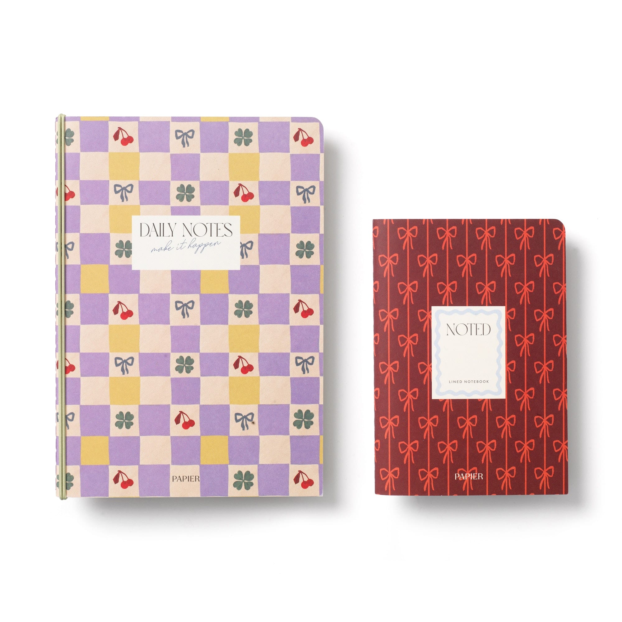 Papier Checkerboard & Bows Softcover Lined Notebook Set