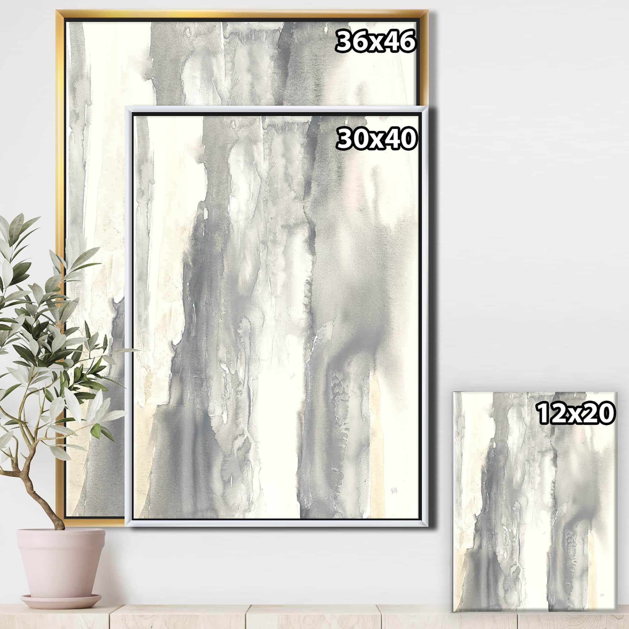 Designart - Gold Glamour Direction I - Modern & Contemporary Canvas in Gold Frame