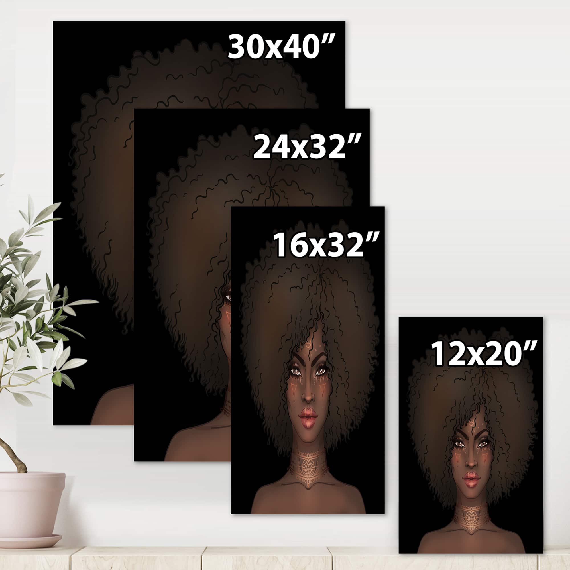 Designart - Portrait of African American Woman III - Modern Canvas Wall Art Print