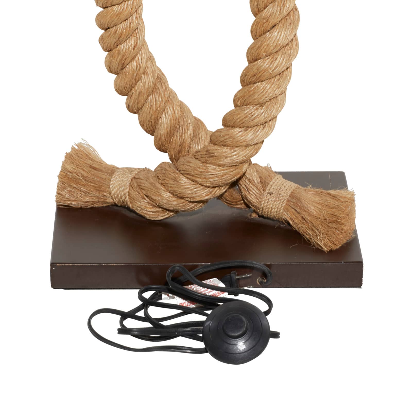 Brown Jute Rope and Iron Rustic Floor Lamp, 63" x 20" x 9"