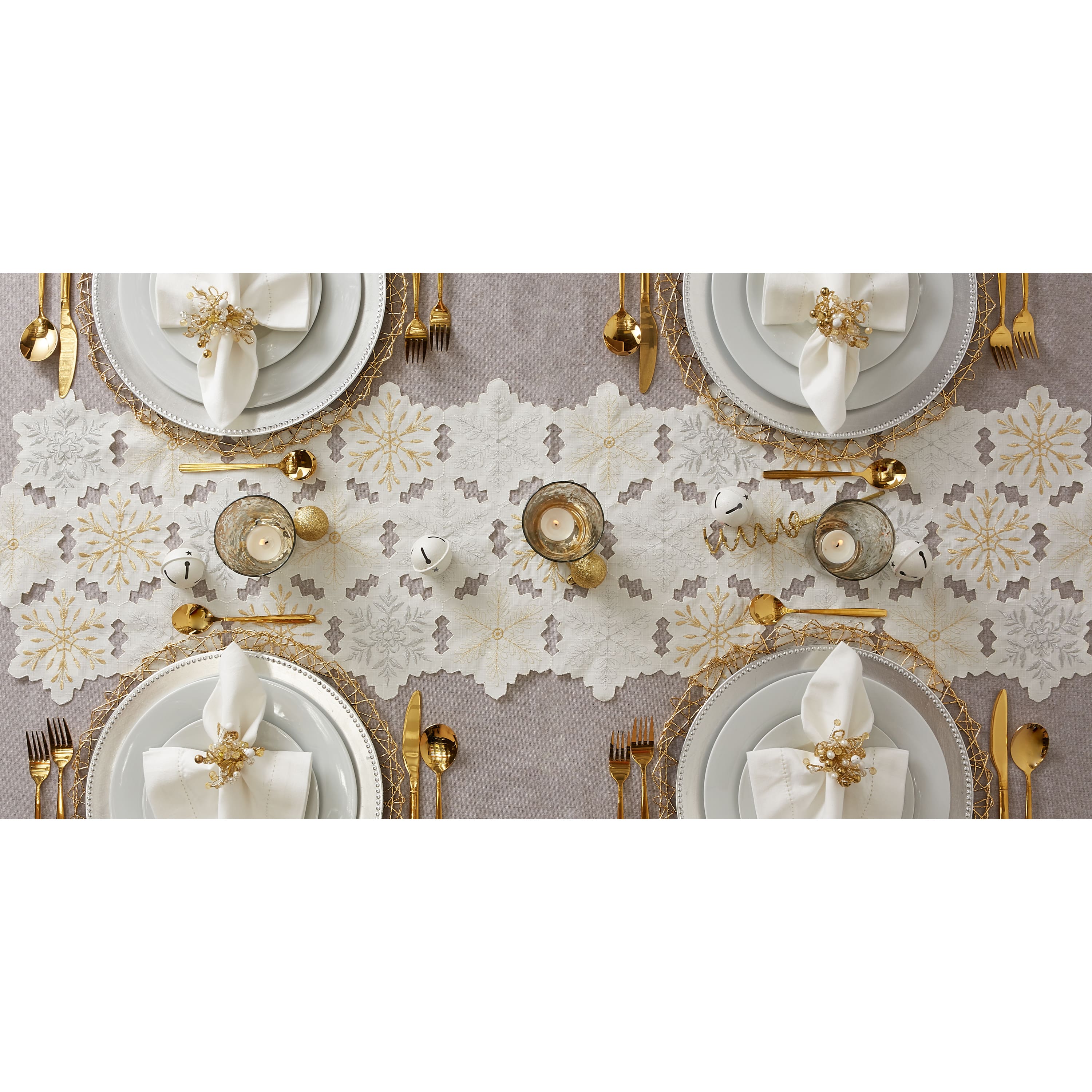 DII® 108" Snowflakes Embroidered Table Runner