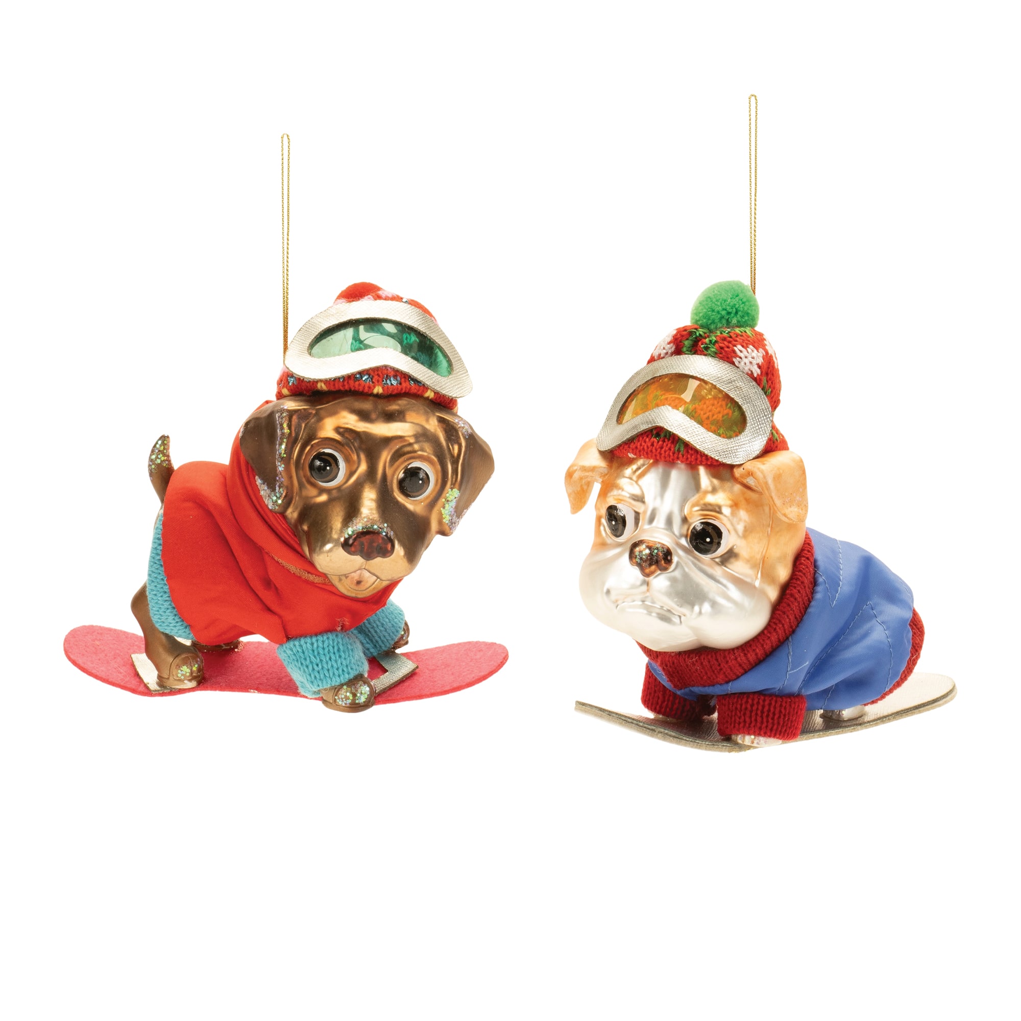 5" Glittered Snowboarding Dog Holiday Décor Set, 6ct.