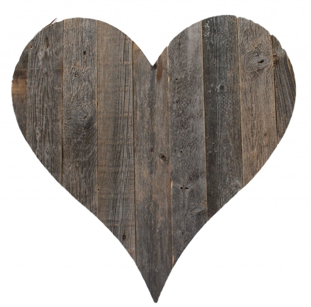 HomeRoots 18" x 18" Weathered Gray Reclaimed Wood Heart Wall Décor