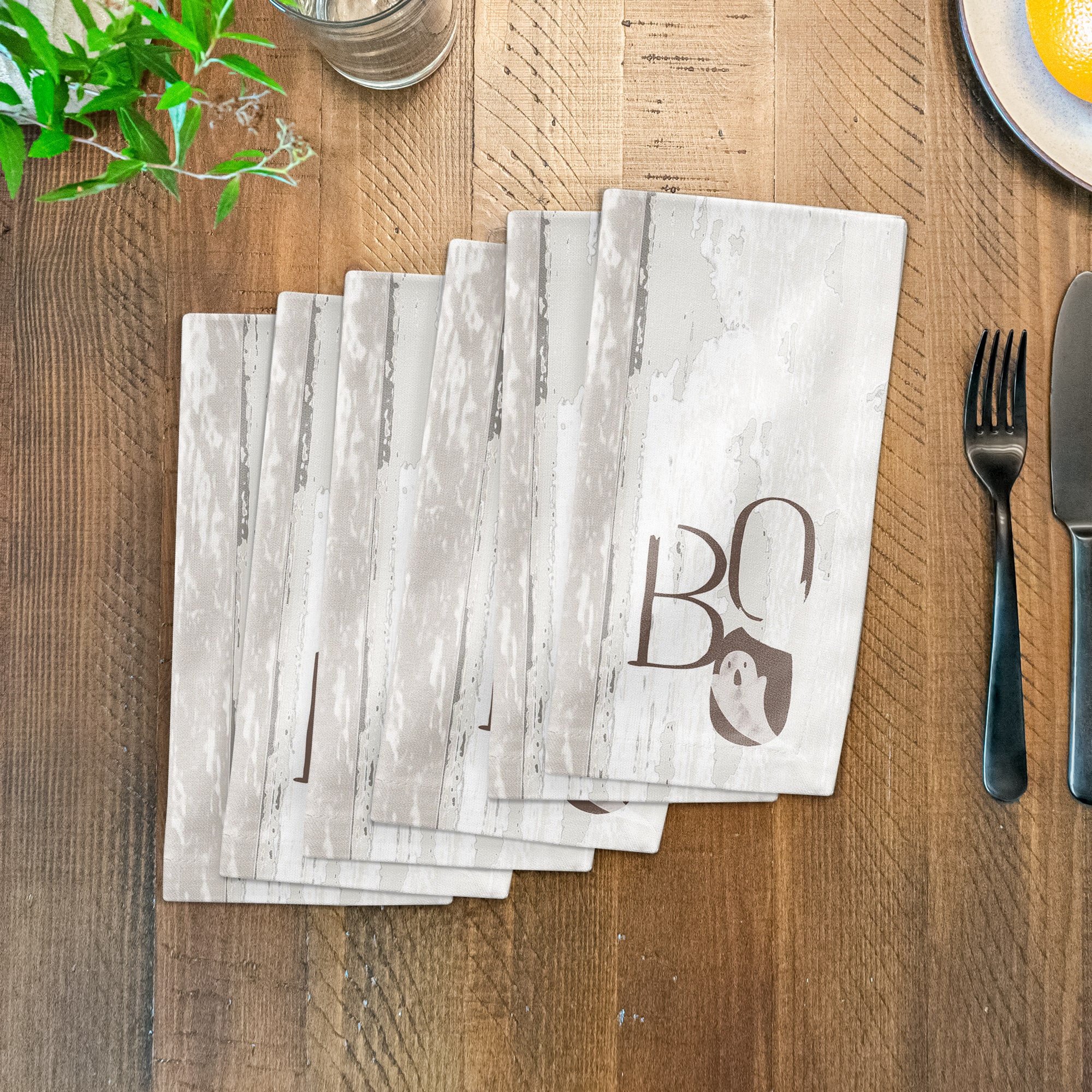Boo Faux Wood 10" x 10" Cotton Twill Napkin