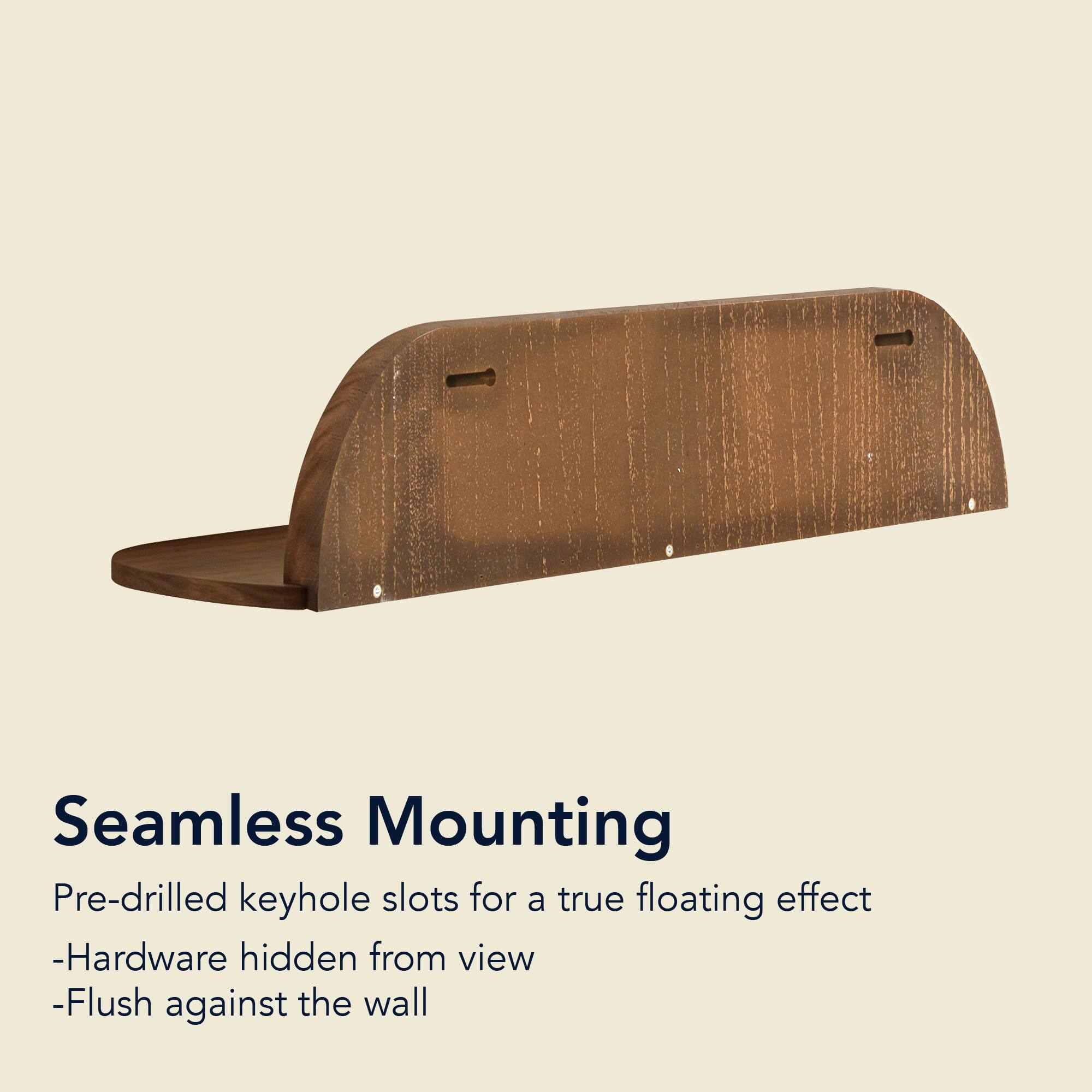 American Art Decor Dark Walnut Floating Wall Shelves Set