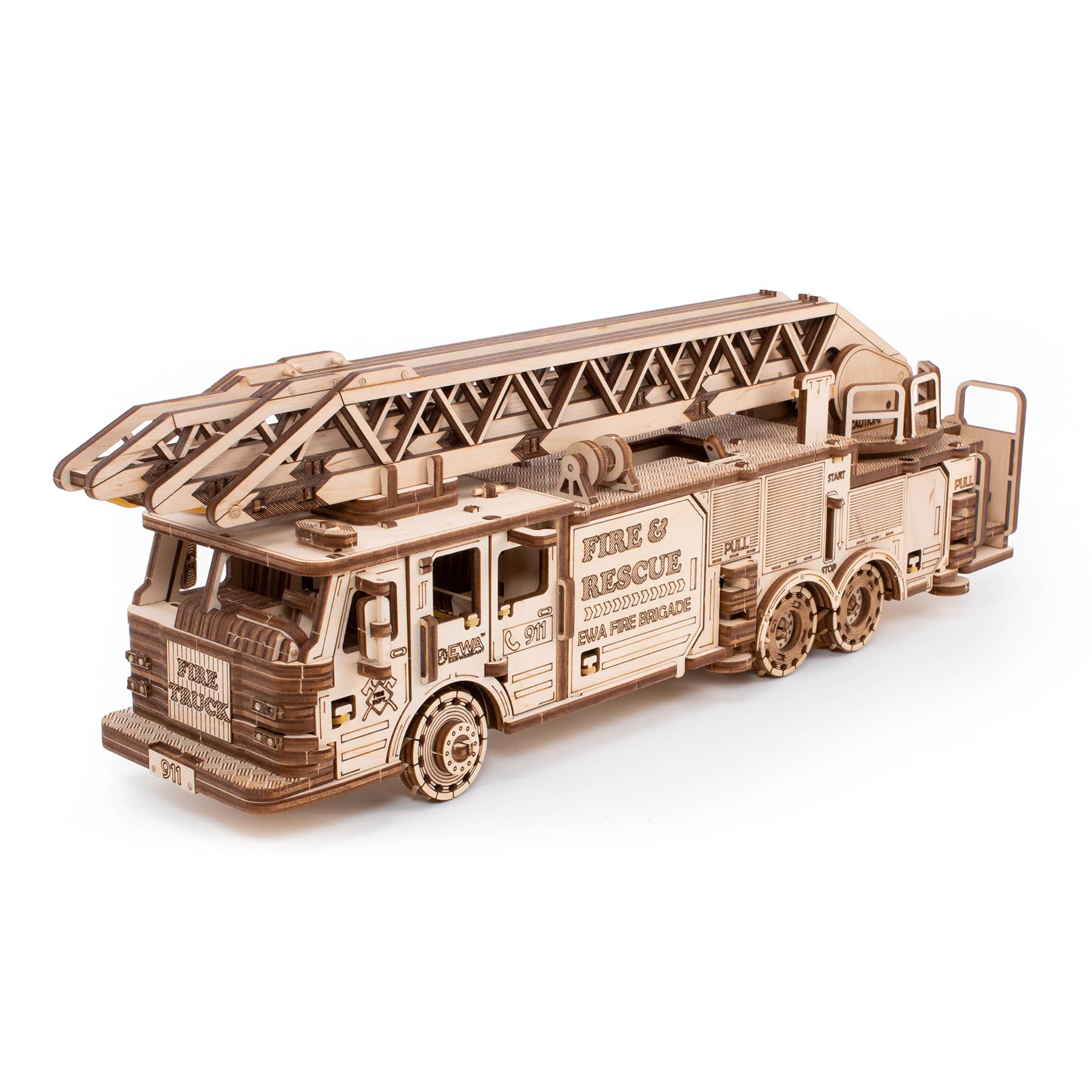 EWA™ Eco-Wood-Art Fire Truck 3D Wooden STEM Construction Kit
