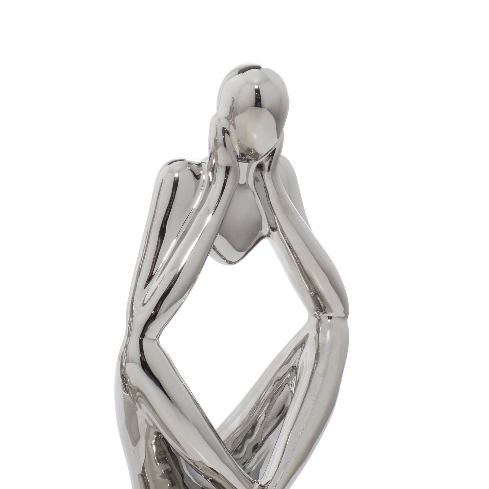 CosmoLiving by Cosmopolitan Silver Ceramic Sculpture Set