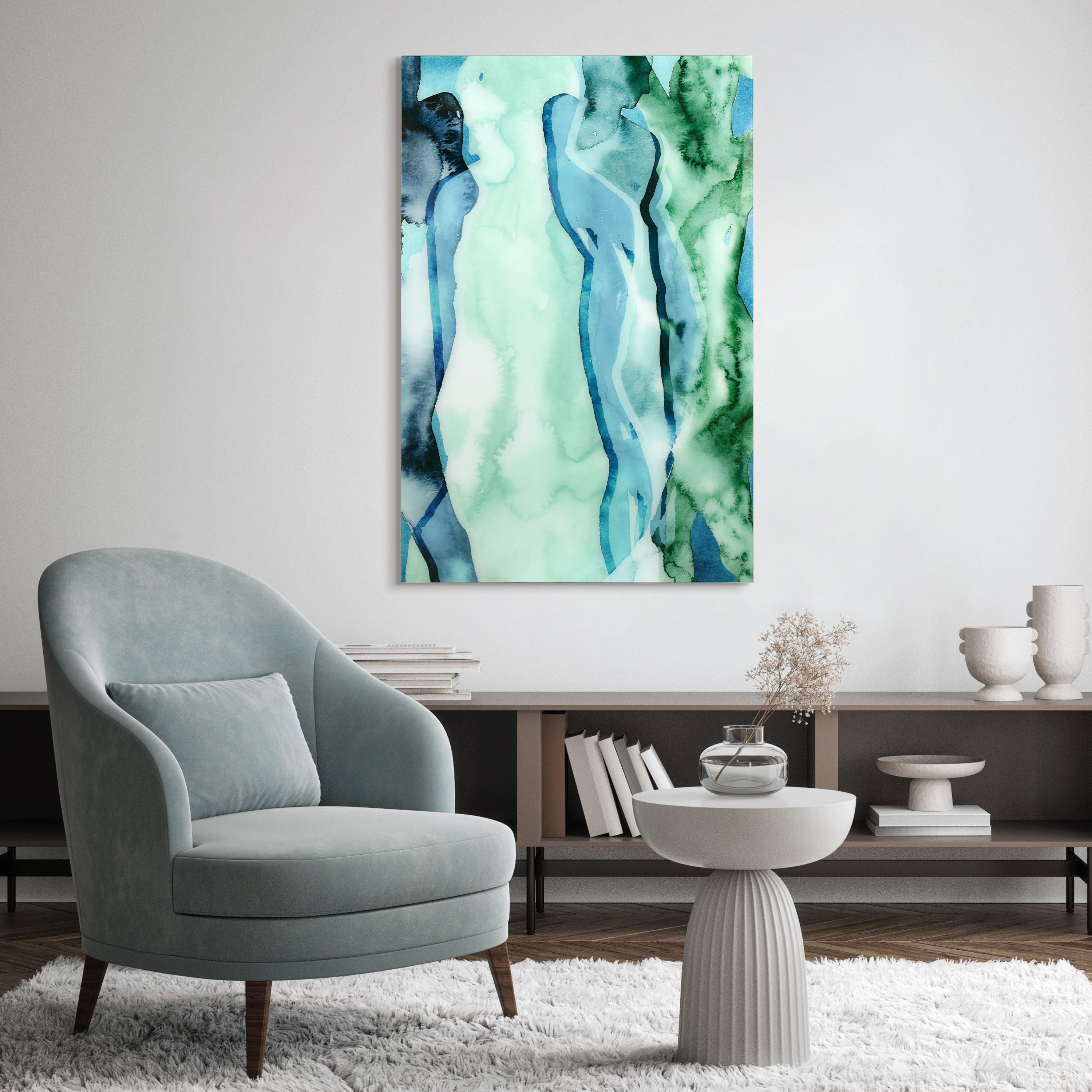 Empire Art Direct 48" x 32" Water Women I Frameless Free Floating Tempered Glass Wall Art