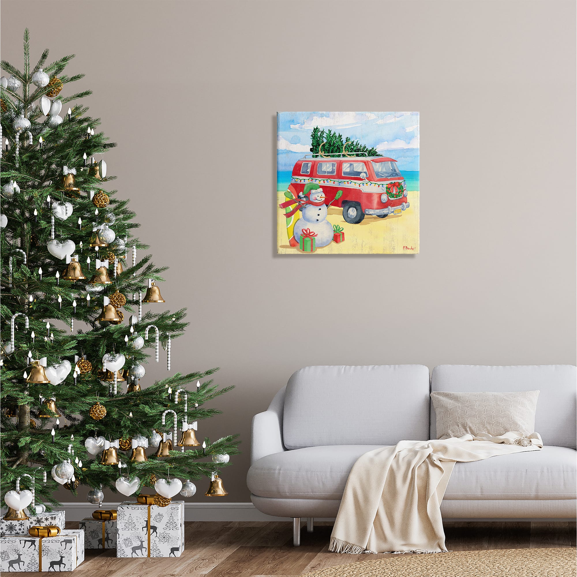 Stupell Industries Christmas Beach Nautical Van Canvas Wall Art