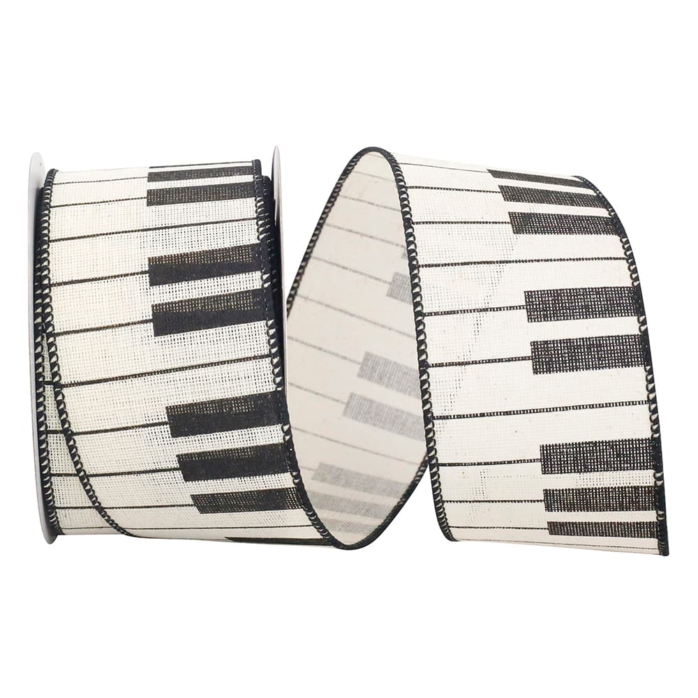 JAM Paper 2.5" x 10yd. Ivory Piano Keys Wired Ribbon
