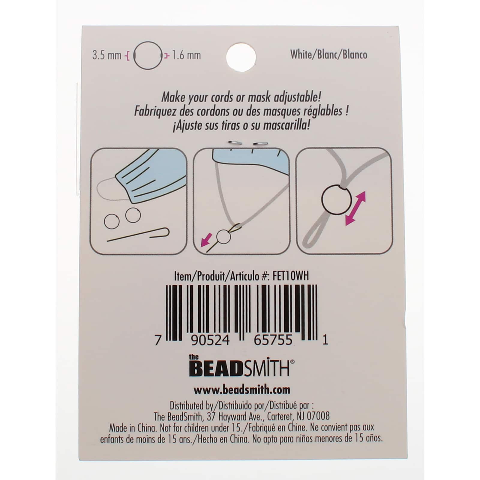 12 Packs: 48 ct. (576 total) Fablastic™ White Silicone Cord Locks, 10mm