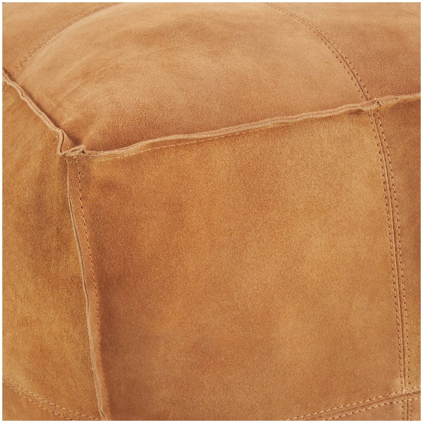28" Leather Low Profile Square Pouf with Patchwork Design