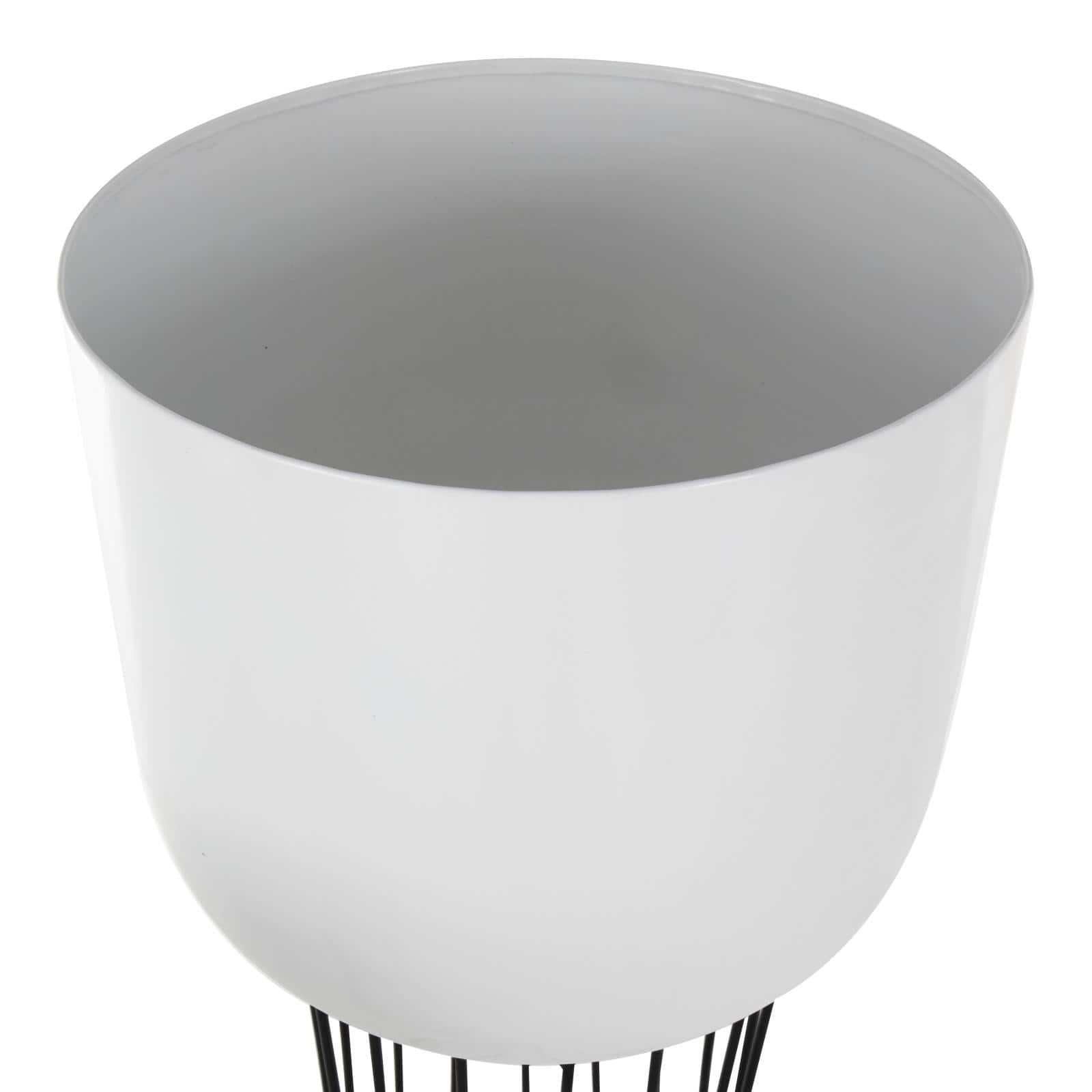 White Metal Planter with Black Hourglass Stands Set