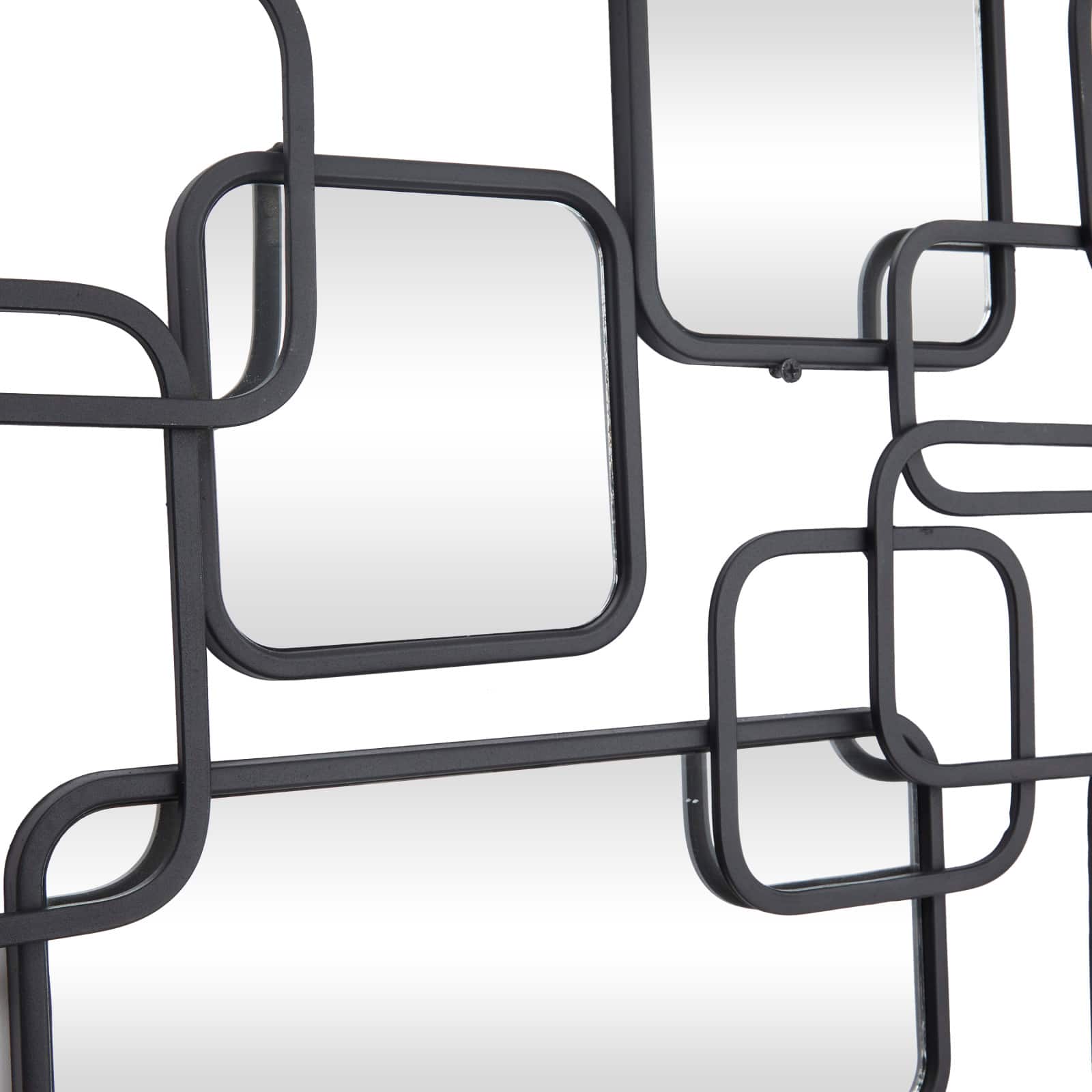 Black Metal Contemporary Abstract Wall Mirror, 46" x 0" x 21"