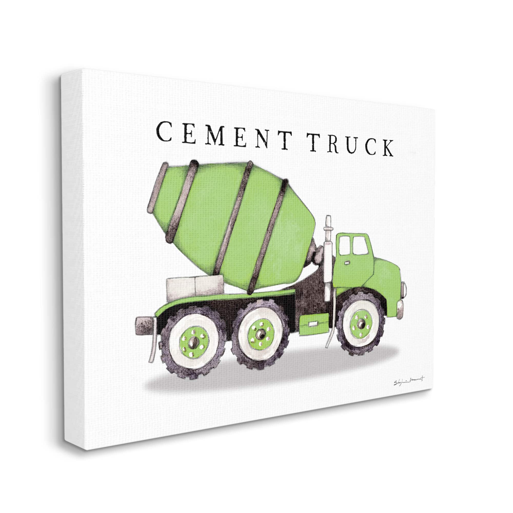 Stupell Industries Green Cement Truck Mixer Classic Construction Vehicle Canvas Wall Art