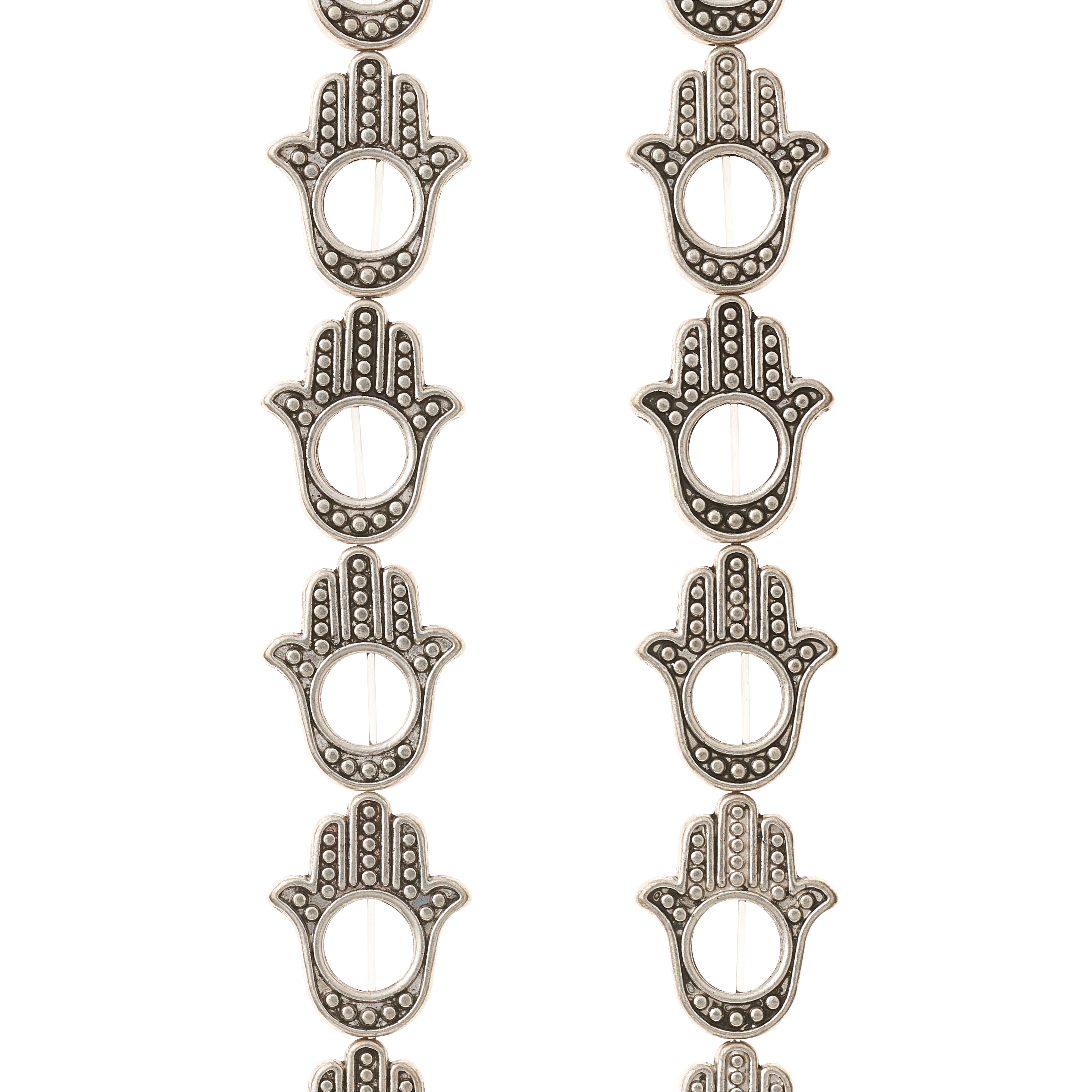 Silver Plated Metal Hamsa Beads, 15mm by Bead Landing™
