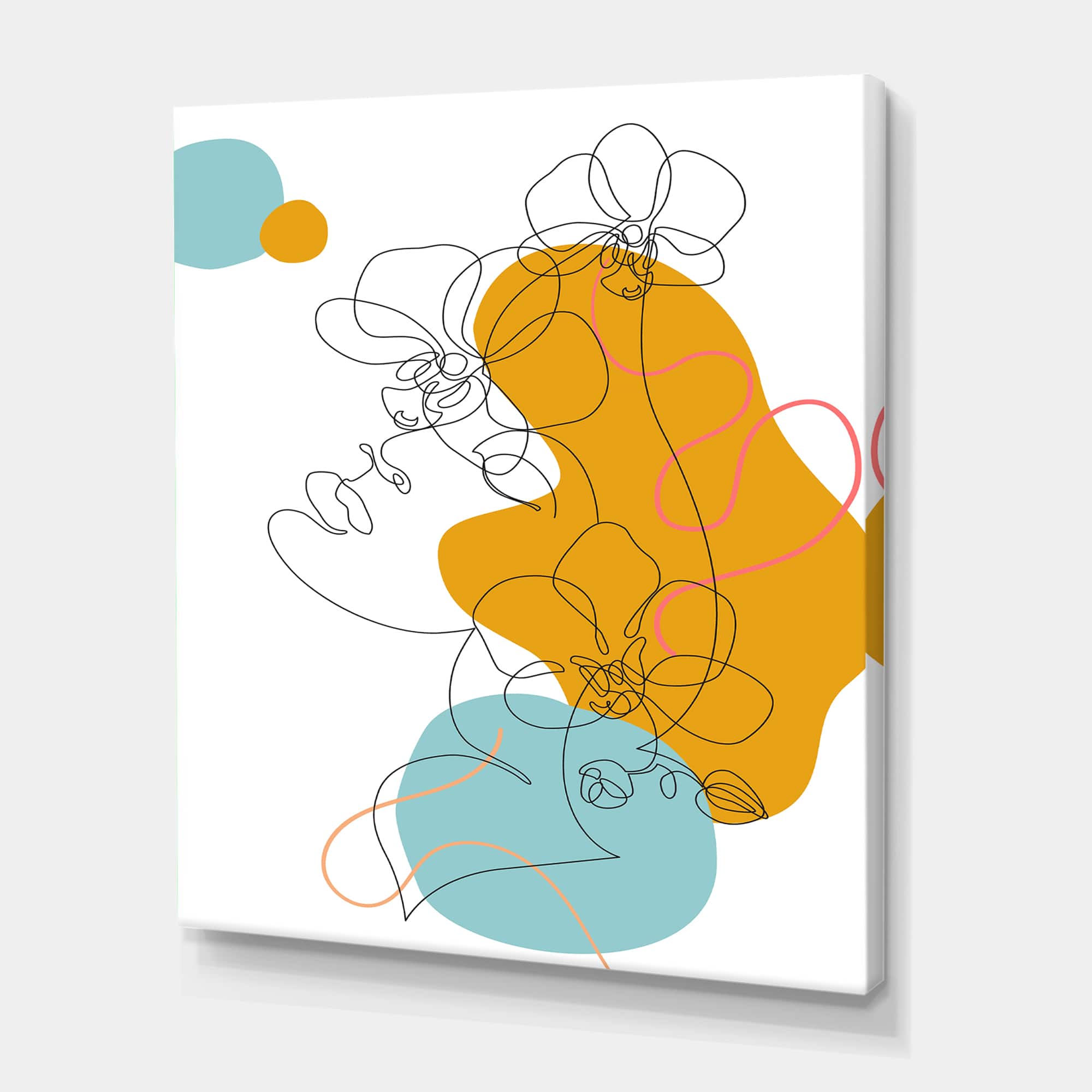 Designart - Beautiful Woman One Line Drawing - Modern Canvas Wall Art Print