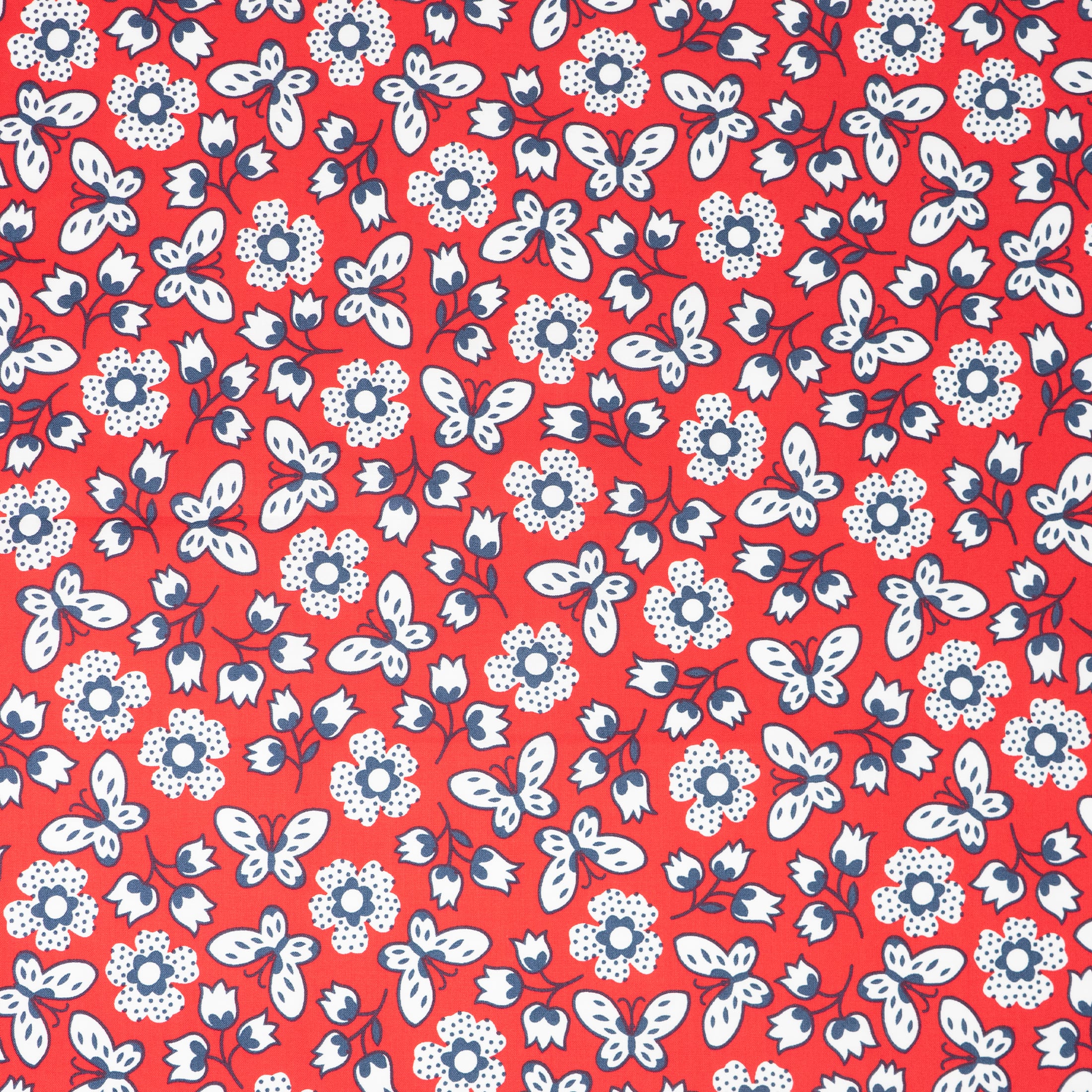 Stitch & Sparkle Vintage Mix & Match Butterfly Raspberry Cotton Fabric