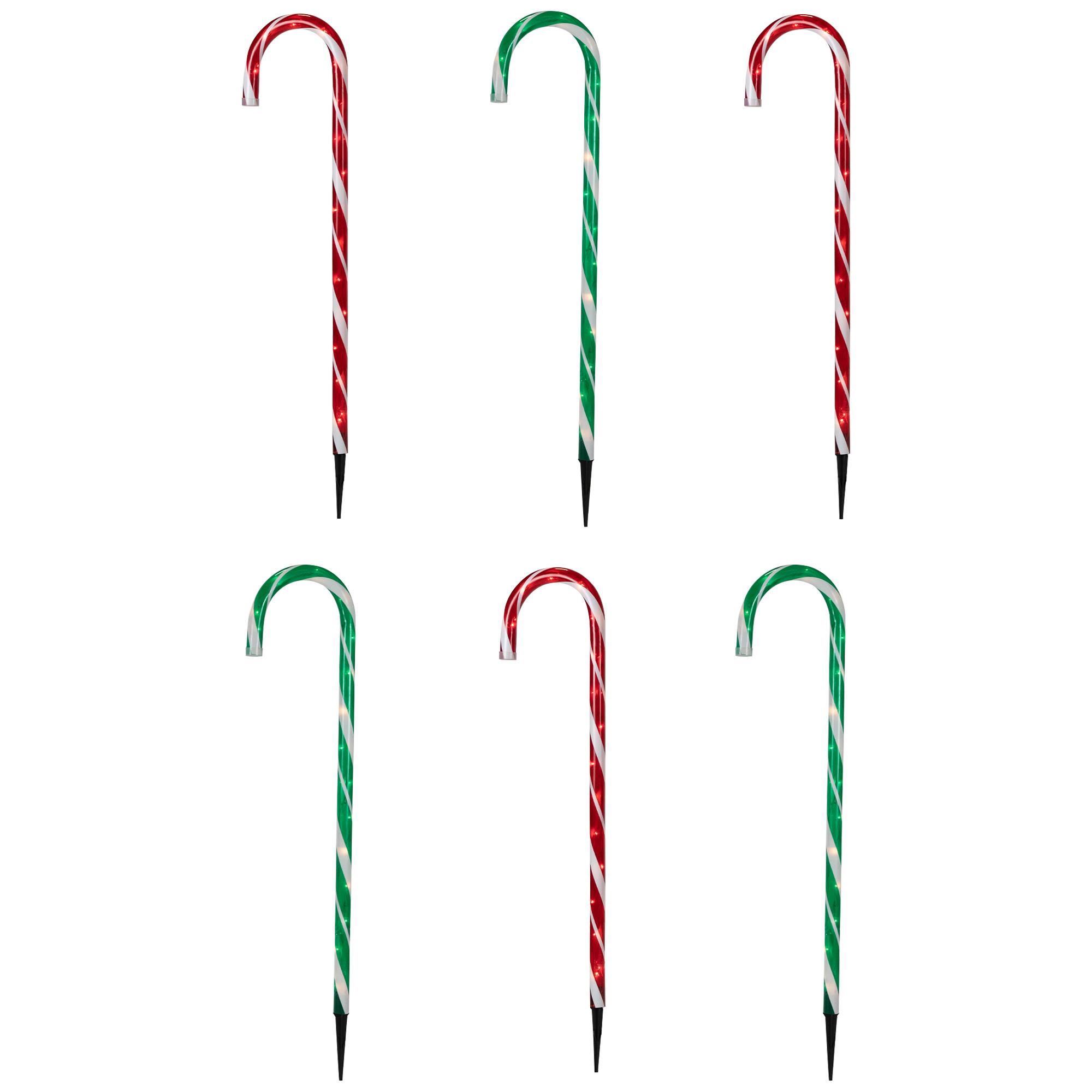 Lighted Outdoor Christmas Candy Cane Pathway Markers - 28" - Red/Green - Set of 6