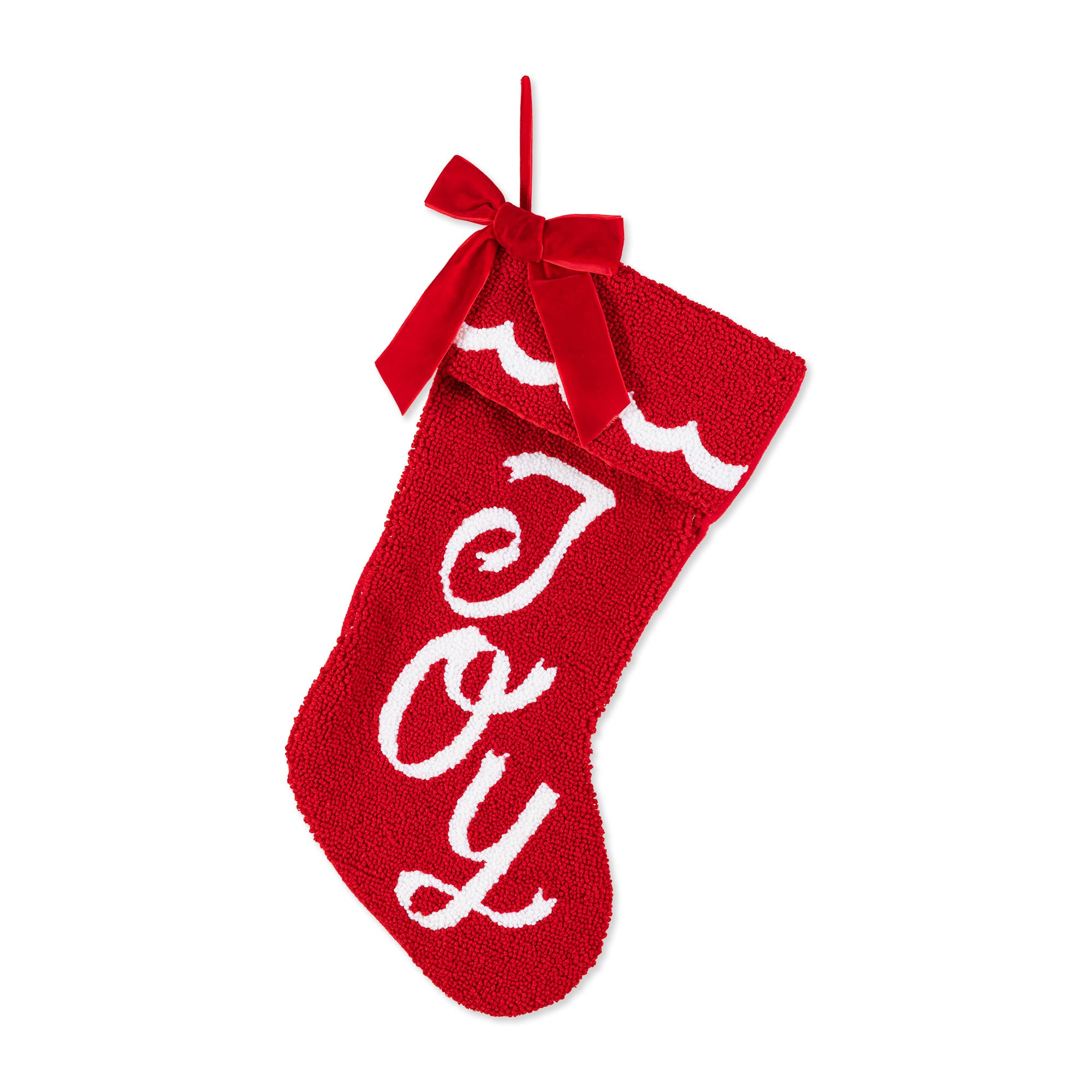 Glitzhome® 21" JOY Hooked Christmas Stocking in Red | 21" x 10.25" x 0.6" | Michaels®