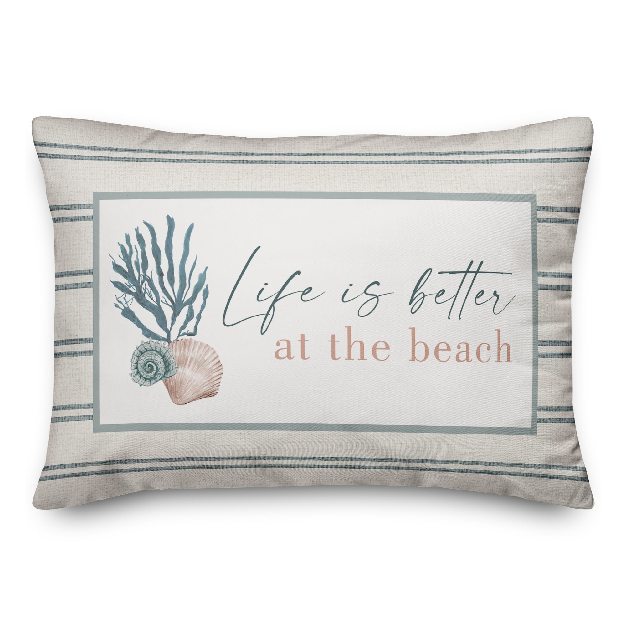 Life Is Better At The Beach Snail & Shell Throw Pillow