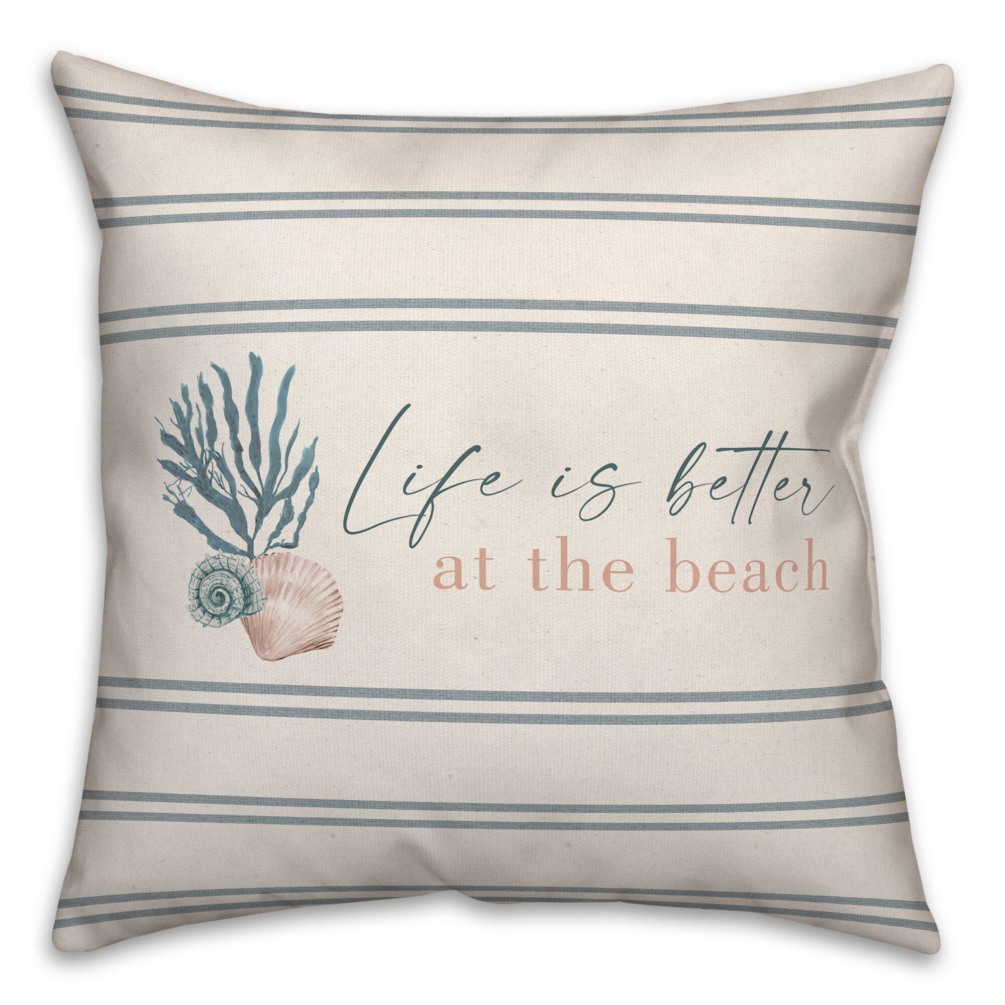 Life Is Better At The Beach Snail & Shell Throw Pillow